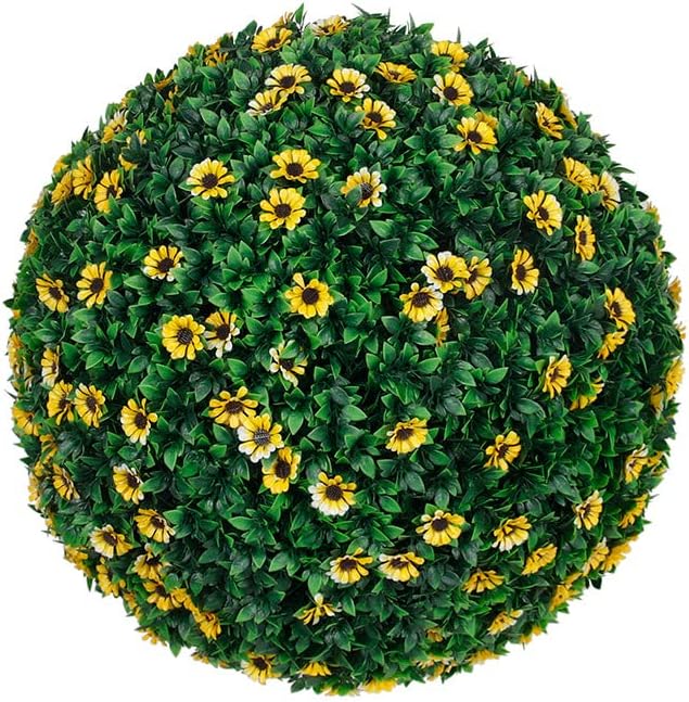 365 Curb Appeal - 21" XL Sunflower Topiary Ball | Artificial Spheres | Garden Spheres | Outdoor Topiary Ball | Decorative Plant Balls | Hanging Flower Ball | Topiary Balls Decor | UV Protected - Image 6