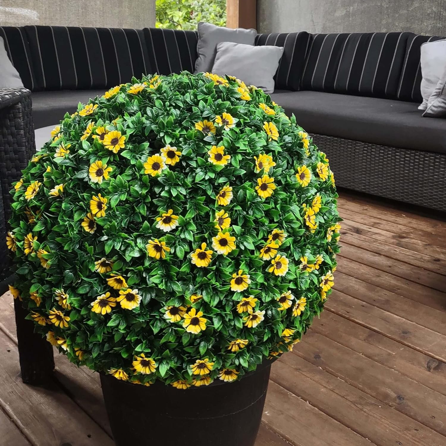 365 Curb Appeal - 21" XL Sunflower Topiary Ball | Artificial Spheres | Garden Spheres | Outdoor Topiary Ball | Decorative Plant Balls | Hanging Flower Ball | Topiary Balls Decor | UV Protected - Image 5