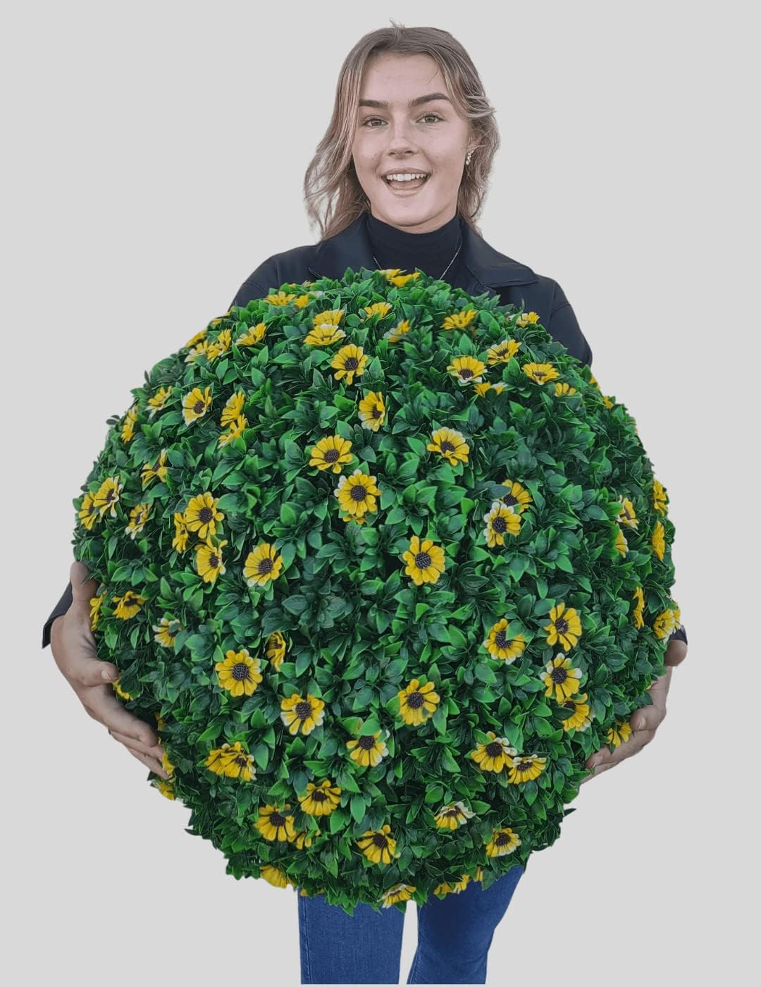 365 Curb Appeal - 21" XL Sunflower Topiary Ball | Artificial Spheres | Garden Spheres | Outdoor Topiary Ball | Decorative Plant Balls | Hanging Flower Ball | Topiary Balls Decor | UV Protected
