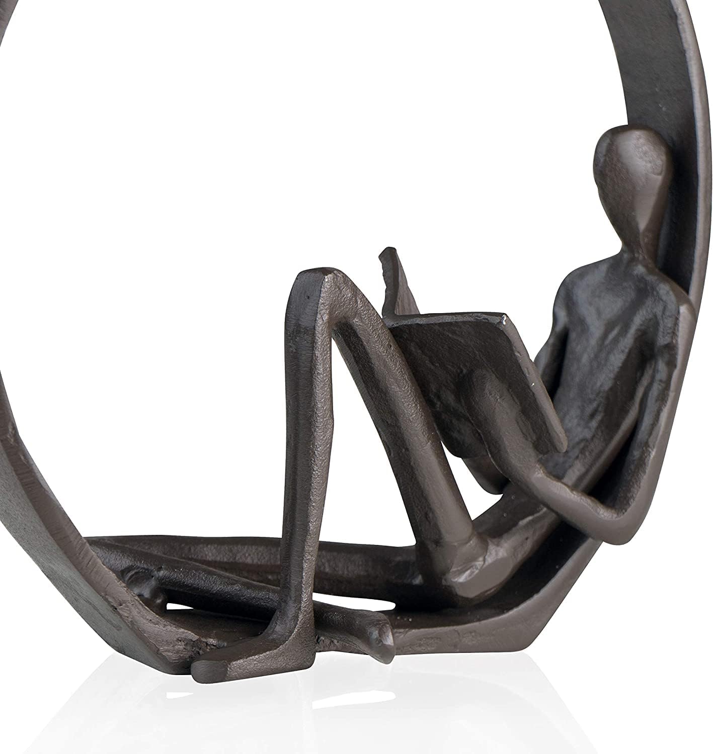Aesthetic Encircled Reader Iron Sculpture - Bookshelf Accessories Decorative Objects for Home & Office - Black Statue - Modern Abstract Figurine Shelf Decor Accents - Bookcase Decorations Items - Image 3