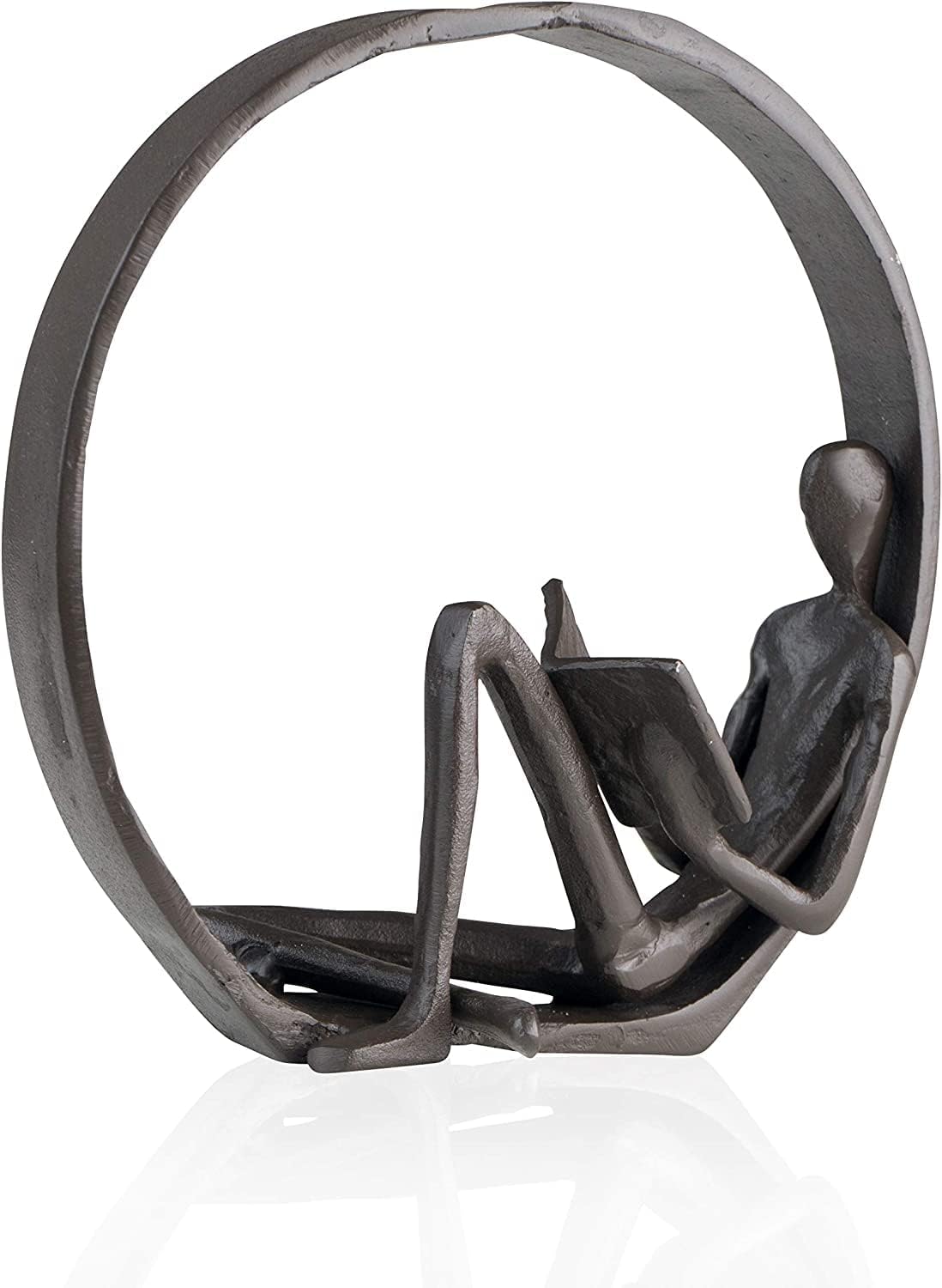Aesthetic Encircled Reader Iron Sculpture - Bookshelf Accessories Decorative Objects for Home & Office - Black Statue - Modern Abstract Figurine Shelf Decor Accents - Bookcase Decorations Items - Image 2