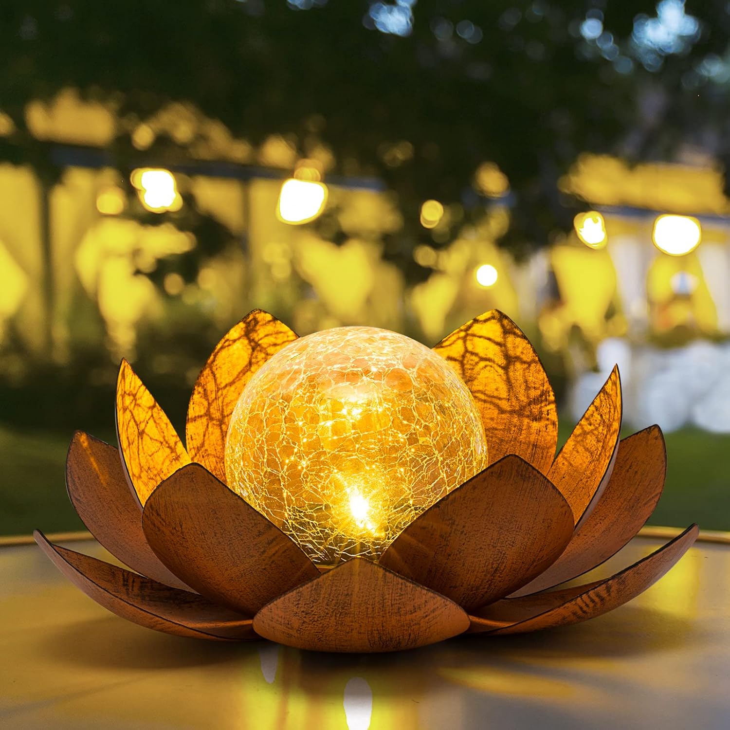 AIINY Garden Solar Light Outdoor(2Pack) ,Crackle Globe Glass Lotus Decoration , Waterproof Metal LED Flower Lights for Patio,Lawn,Walkway,Tabletop,Ground - Image 12