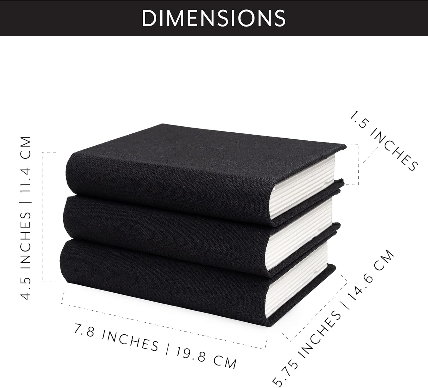 AuldHome Faux Book Stack (Black, Set of 3); Decorative Books for DIY Crafts and Home Decor - Image 8