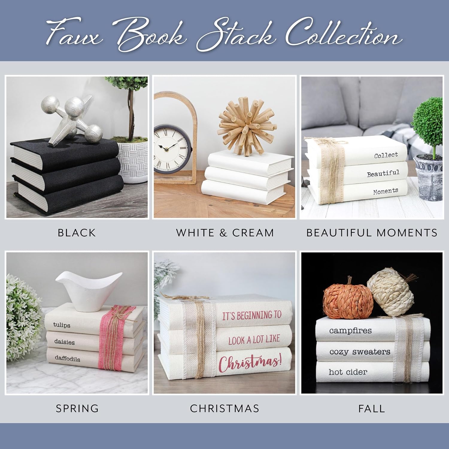 AuldHome Faux Book Stack (Black, Set of 3); Decorative Books for DIY Crafts and Home Decor - Image 9