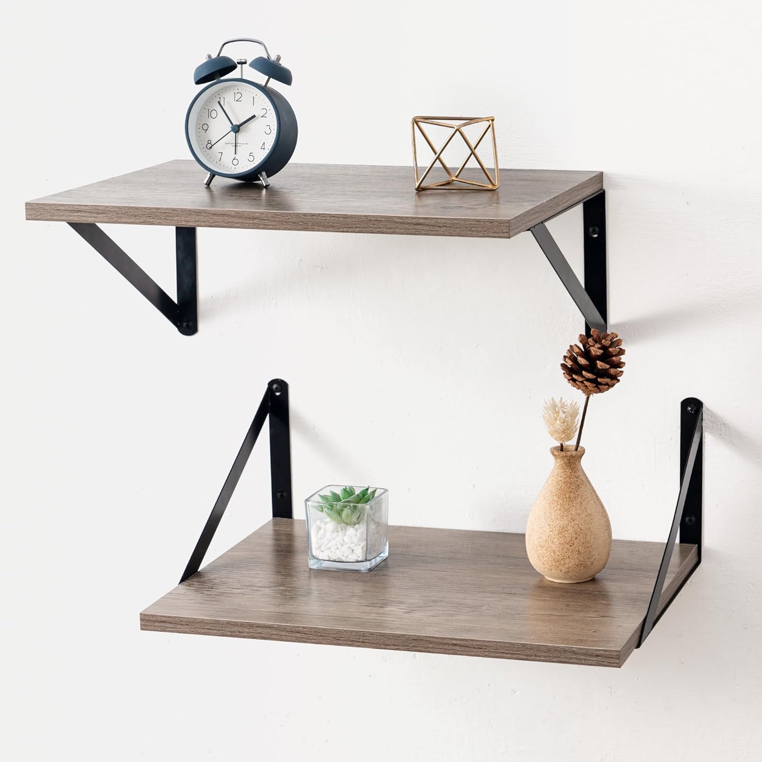 Axeman Floating Shelves 12 Inch Deep, Rustic Wood Wall Mounted Shelves Set of 2, Large Floating Shelves for Wall Decor, Hanging Shelves for Farmhouse Kitchen Bathroom Bedroom, Rustic Brown - Image 10