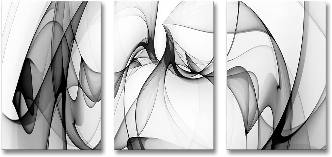 Black and White Line Print Art Abstract Canvas Painting Modern Wall Decor Artwork