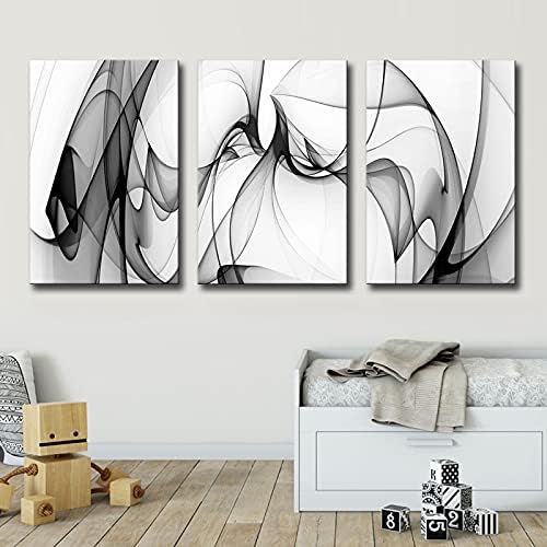 Black and White Line Print Art Abstract Canvas Painting Modern Wall Decor Artwork - Image 6