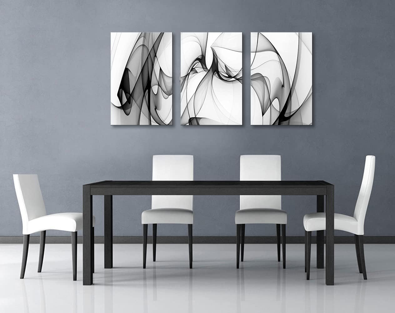 Black and White Line Print Art Abstract Canvas Painting Modern Wall Decor Artwork - Image 5