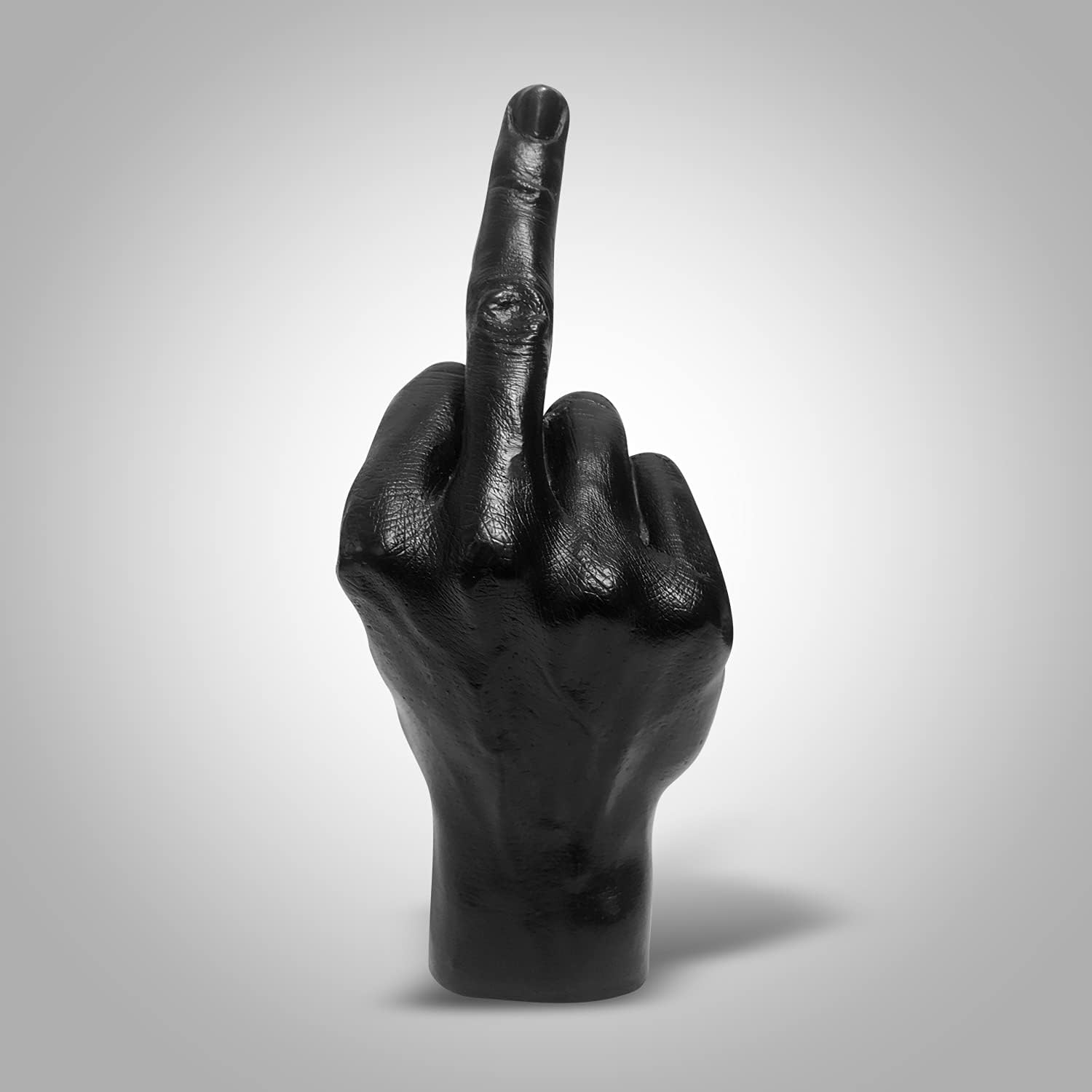 Blowind Black Polyresin Hand Gesture Desk Statues Finger Sculpture Decor - Silver Personality Middle Finger Statue Gifts for Family and Friends (Black) - Image 2