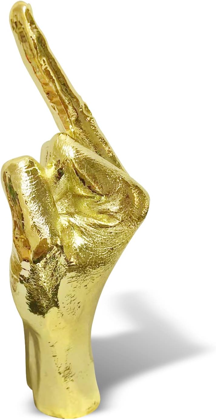 Blowind Black Polyresin Hand Gesture Desk Statues Finger Sculpture Decor - Silver Personality Middle Finger Statue Gifts for Family and Friends (Black) - Image 11