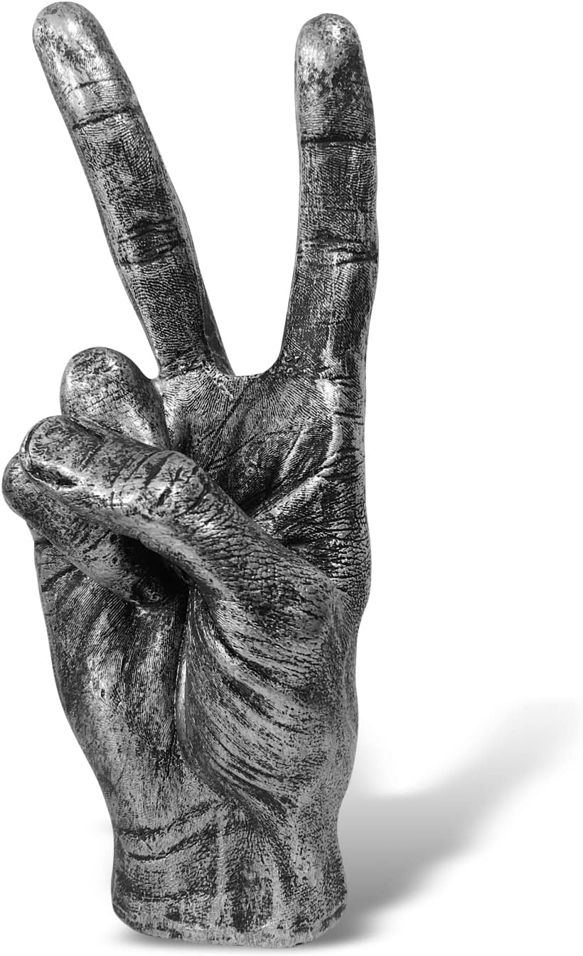 Blowind Black Polyresin Hand Gesture Desk Statues Finger Sculpture Decor - Silver Personality Middle Finger Statue Gifts for Family and Friends (Black) - Image 14