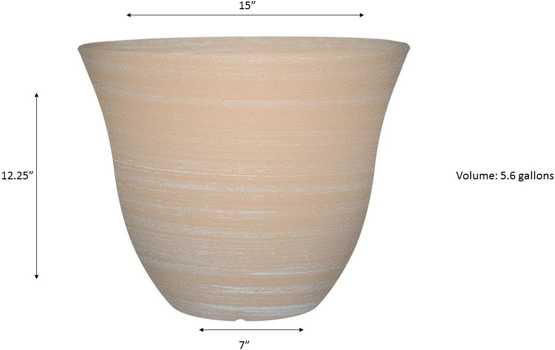 Classic Home and Garden Honeysuckle Resin Flower Pot Planter, Beige, 15" - Image 5