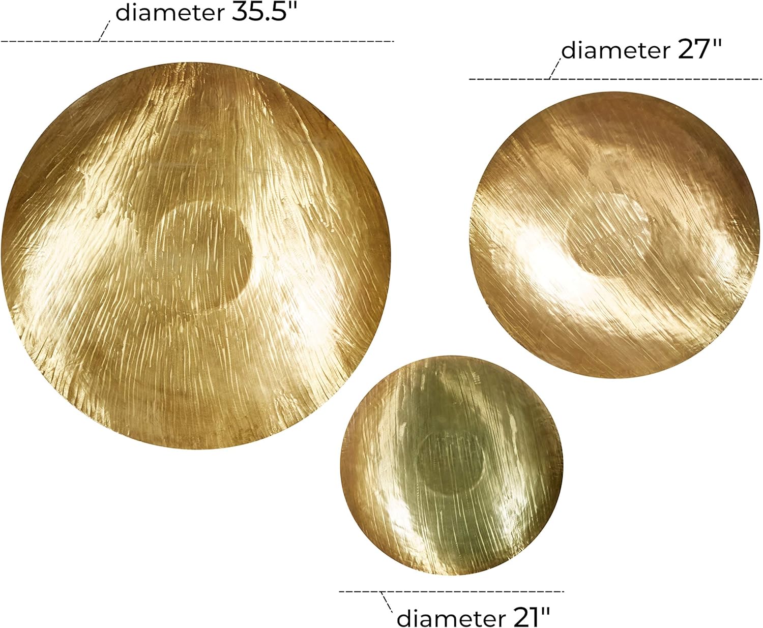 Deco 79 Metal Plate Large Metallic Disk Wall Decor, Set of 3 37", 27", 21"H, Copper - Image 3
