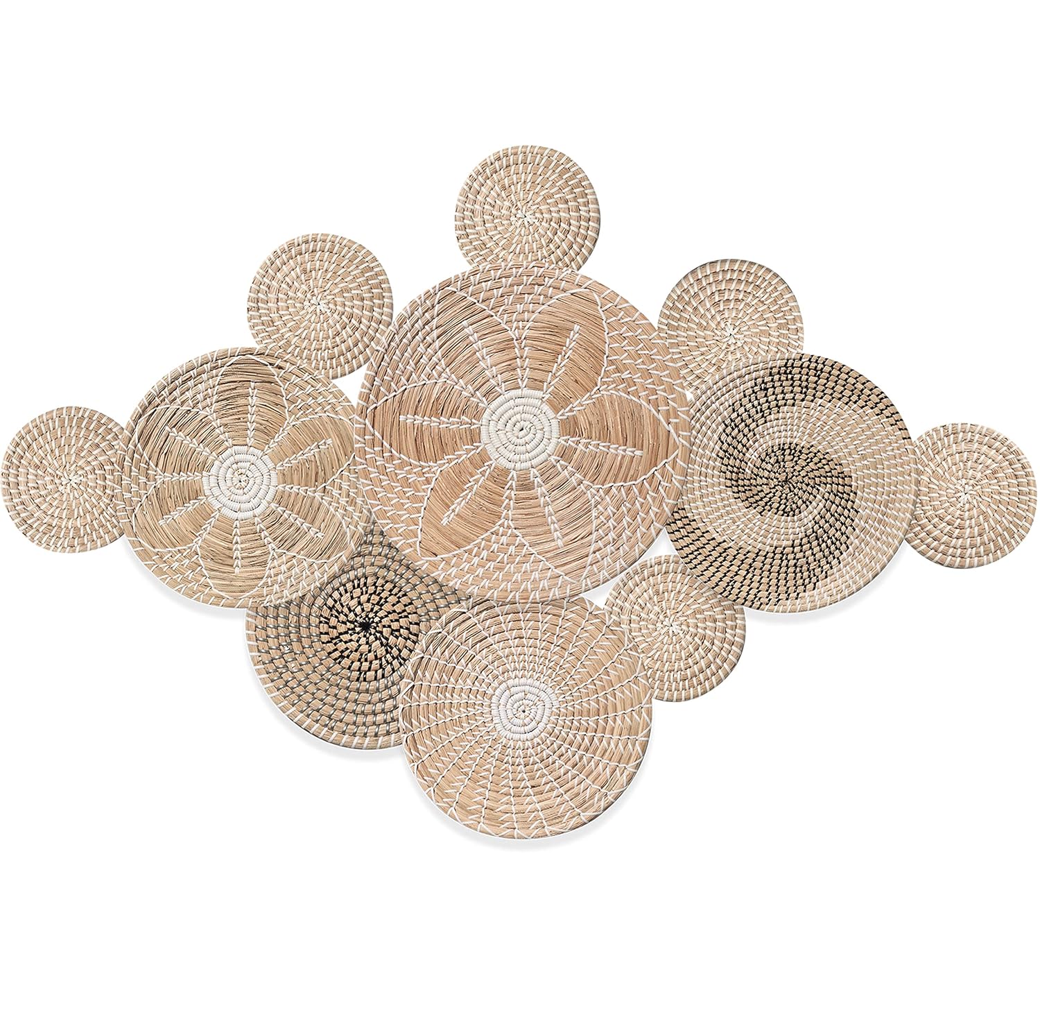 Decocoon Set of 9 Woven Bowl Wall Decor, Wall Hanging Wicker Baskets, Boho Baskets, Wall Baskets Set, Boho Basket Wall Decor Set, Woven Basket for Wall, Accessories Decor (Rustic Garden Wall Decor) - Image 12