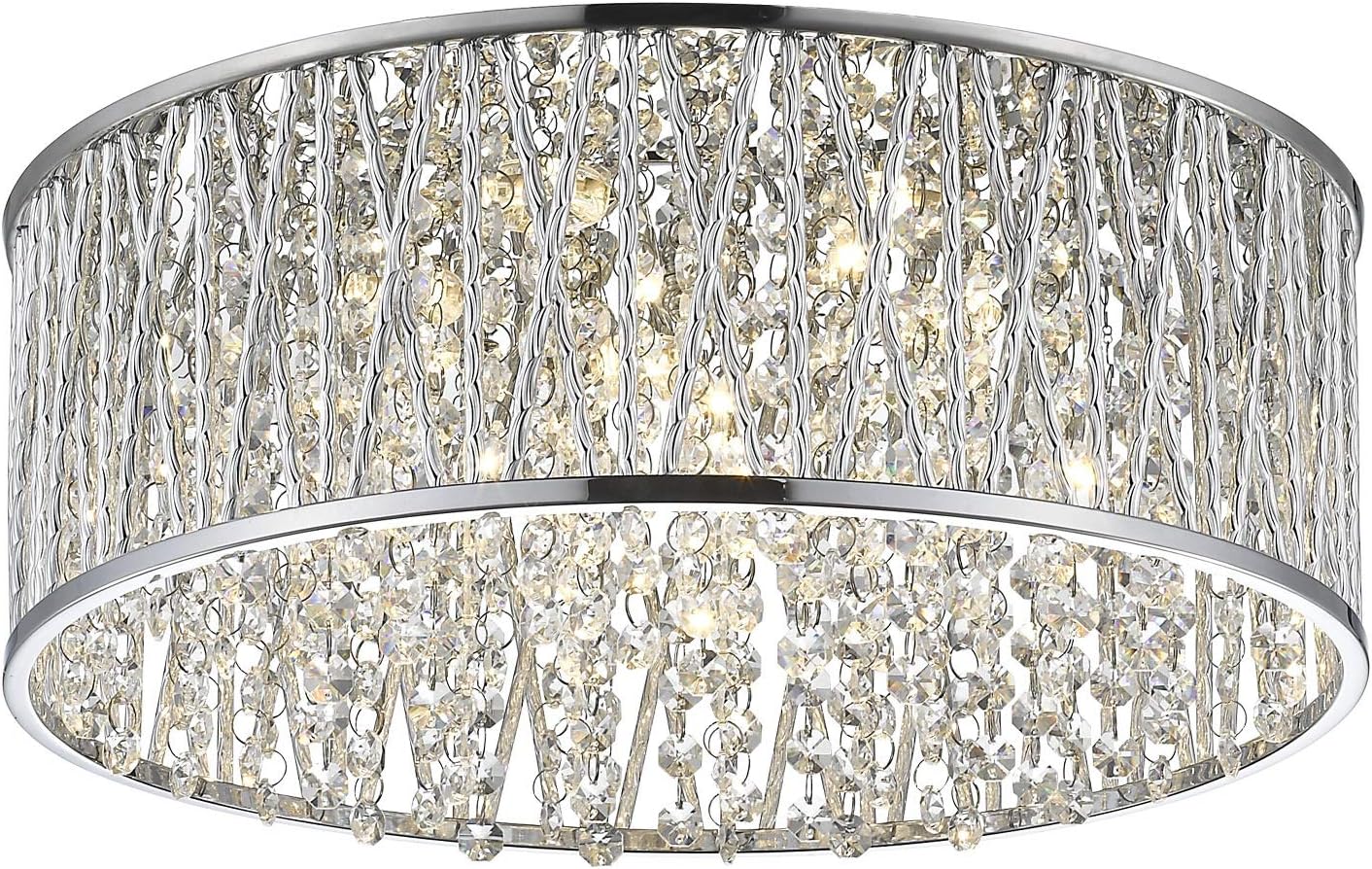 Decor Therapy Collins Laser Cut Aluminum and Crystal LED Ceiling Light, Chrome