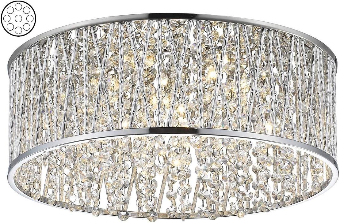 Decor Therapy Collins Laser Cut Aluminum and Crystal LED Ceiling Light, Chrome - Image 4