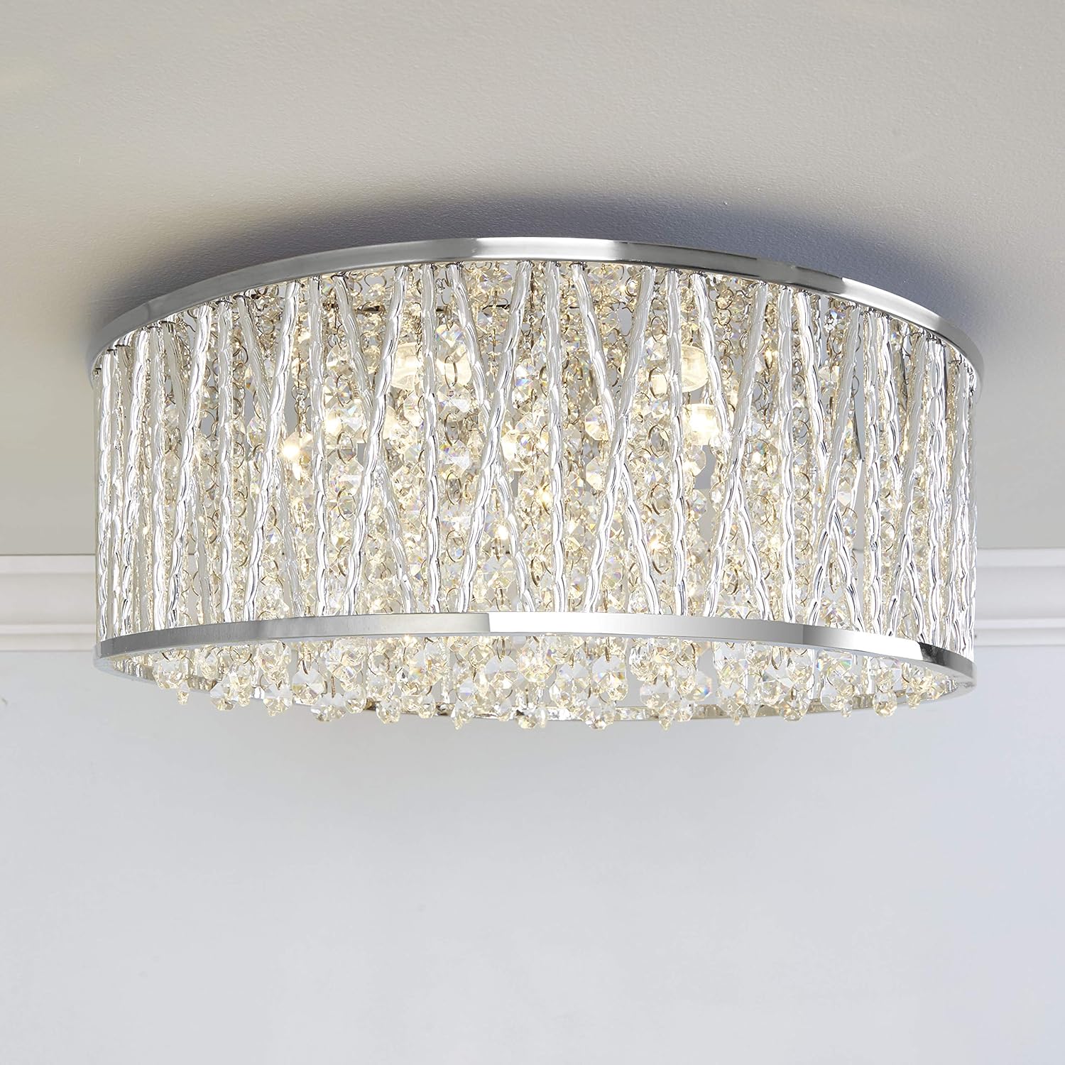 Decor Therapy Collins Laser Cut Aluminum and Crystal LED Ceiling Light, Chrome - Image 2