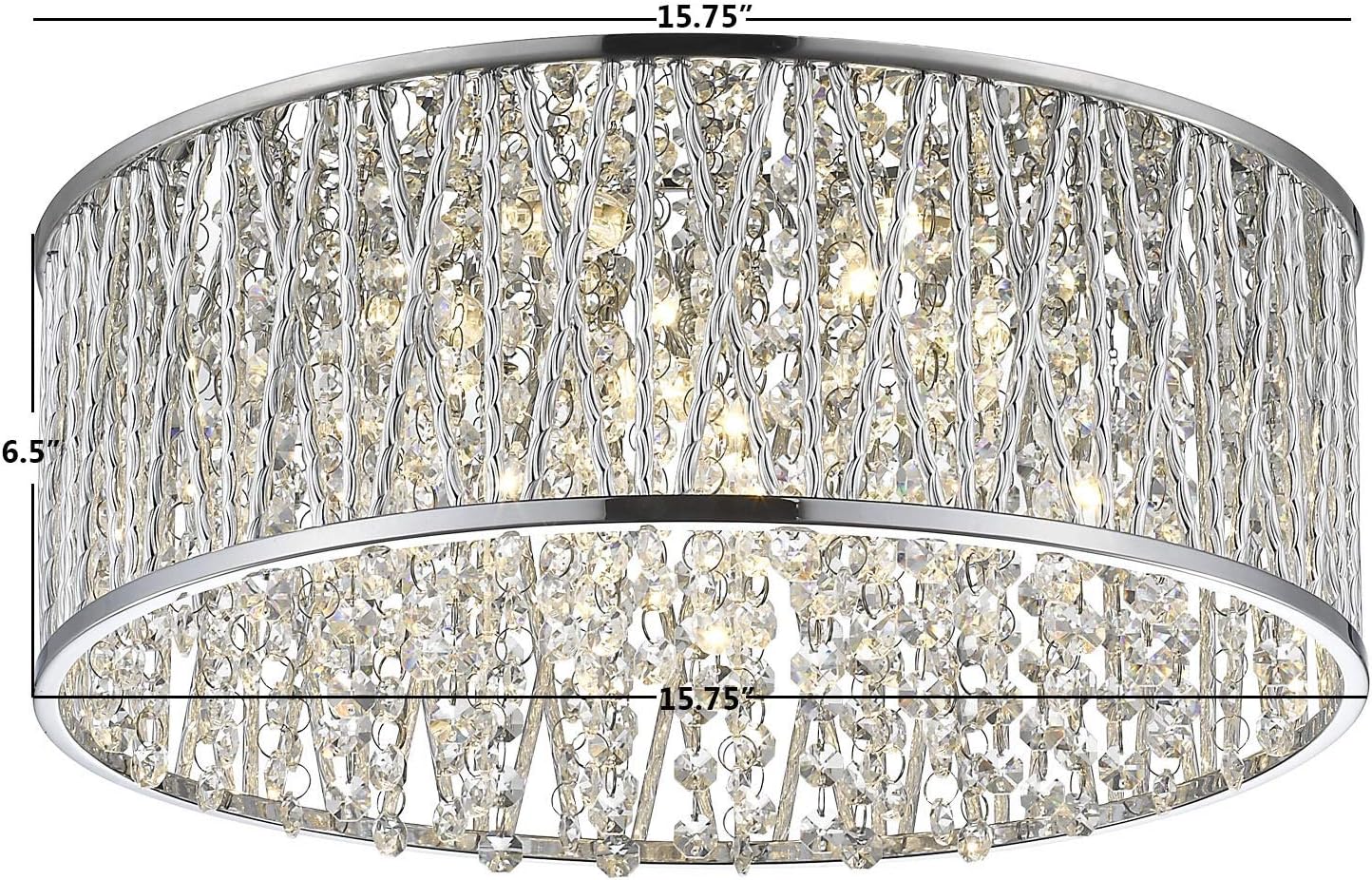 Decor Therapy Collins Laser Cut Aluminum and Crystal LED Ceiling Light, Chrome - Image 3