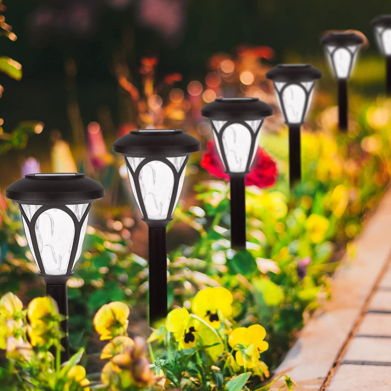Dynaming 10 Pack Solar Pathway Lights for Outdoor, Auto On\/Off Garden Decorative Lights, Waterproof Landscape Lights for Lawn Patio Yard Walkway Deck Driveway, Cool White - Image 3