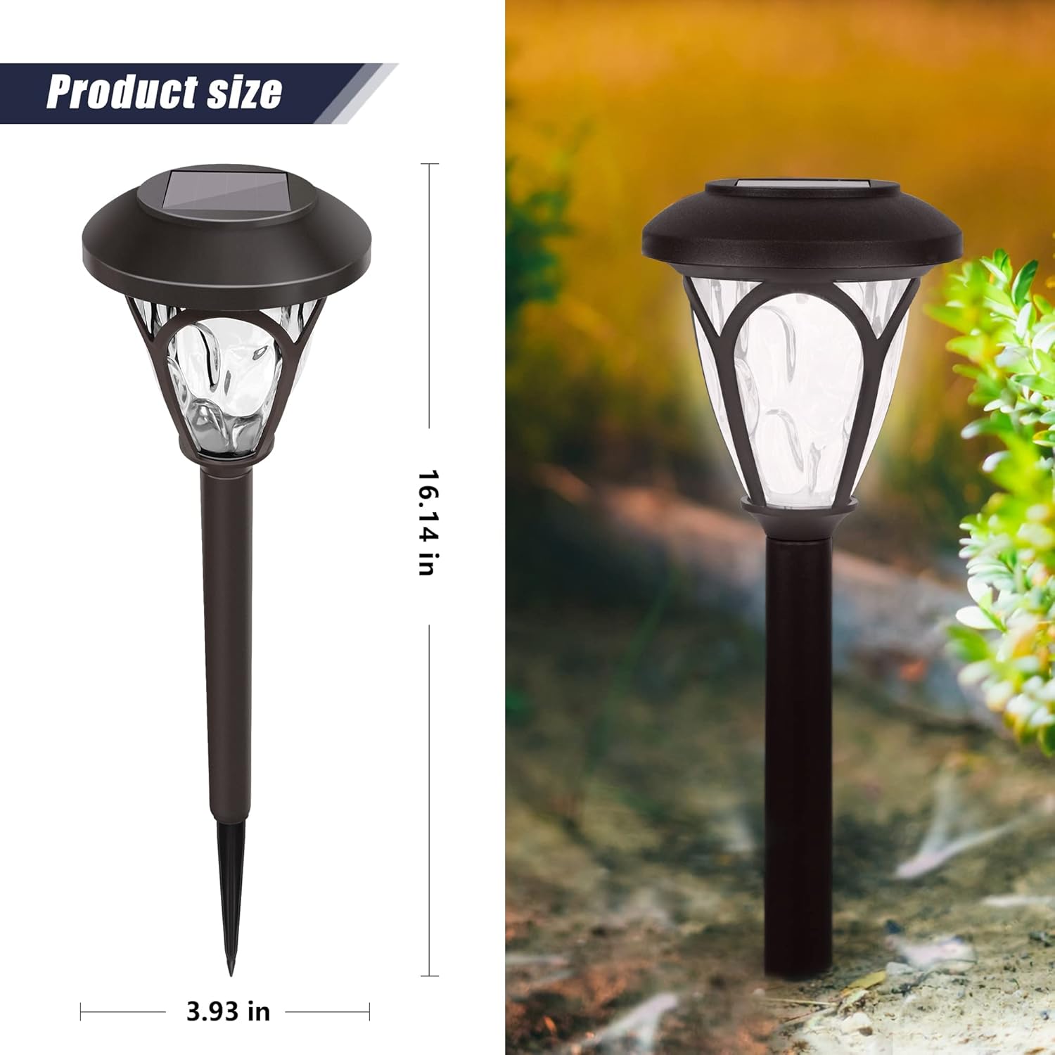 Dynaming 10 Pack Solar Pathway Lights for Outdoor, Auto On\/Off Garden Decorative Lights, Waterproof Landscape Lights for Lawn Patio Yard Walkway Deck Driveway, Cool White - Image 2