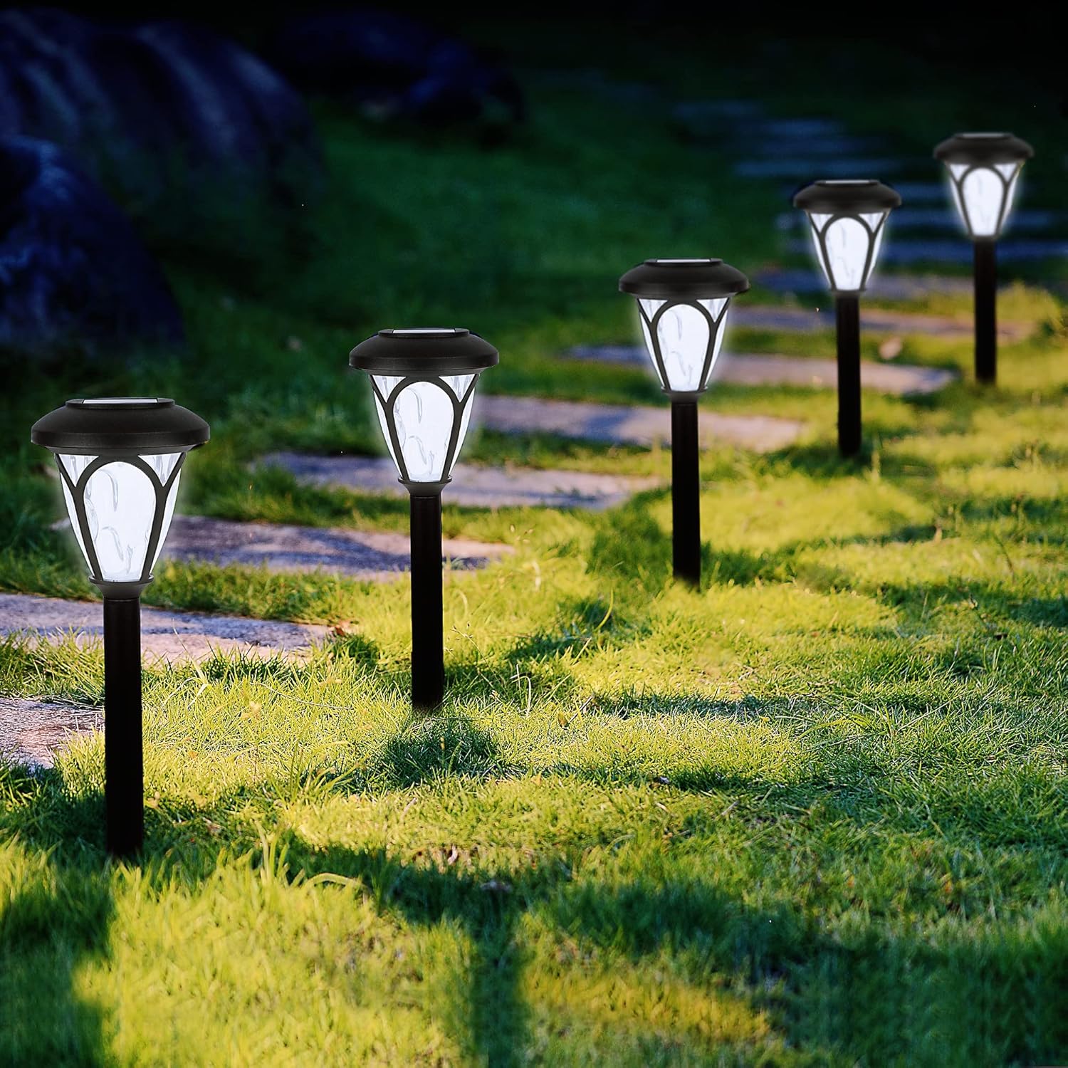 Dynaming 10 Pack Solar Pathway Lights for Outdoor, Auto On\/Off Garden Decorative Lights, Waterproof Landscape Lights for Lawn Patio Yard Walkway Deck Driveway, Cool White - Image 7