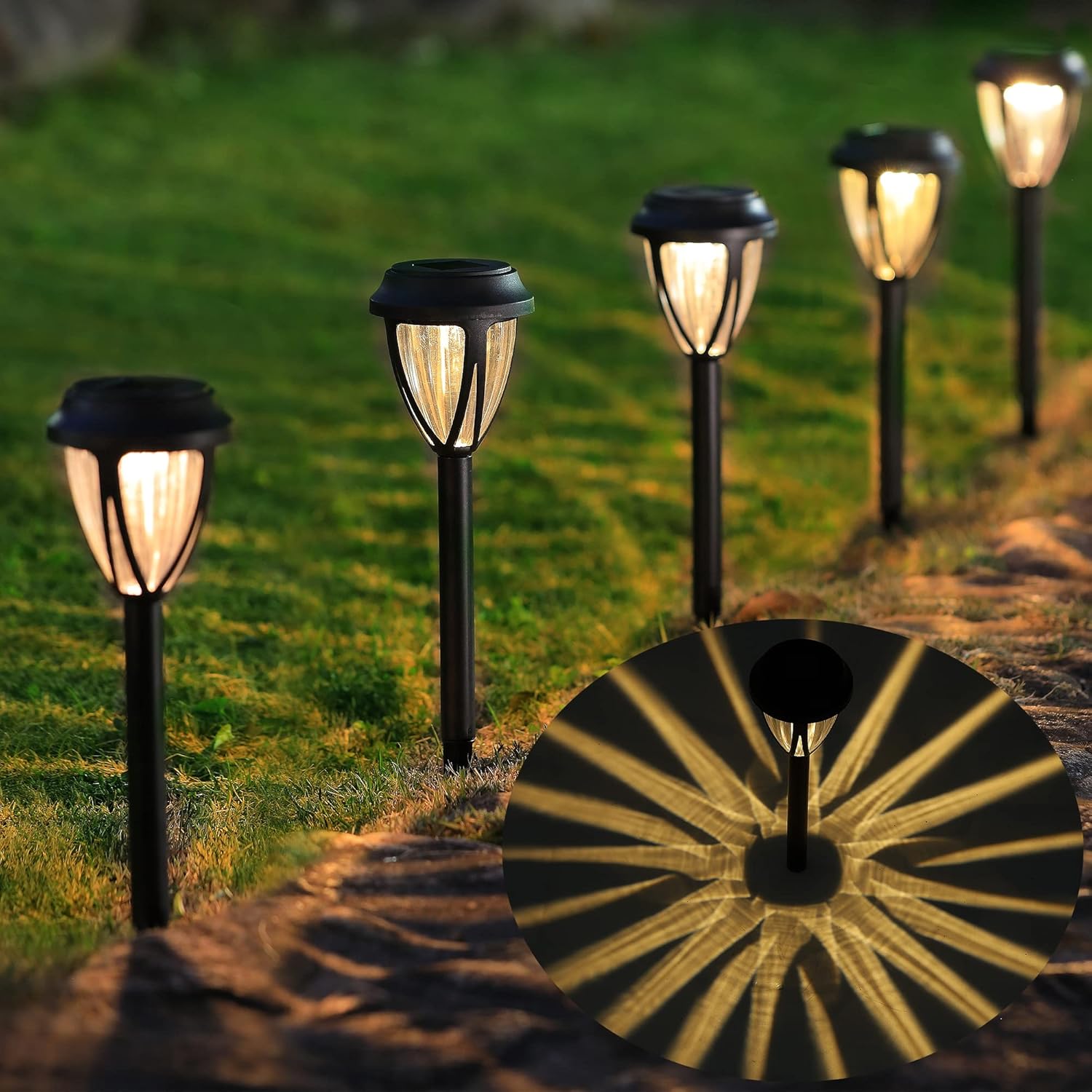 Dynaming 10 Pack Solar Pathway Lights for Outdoor, Auto On\/Off Garden Decorative Lights, Waterproof Landscape Lights for Lawn Patio Yard Walkway Deck Driveway, Cool White - Image 10