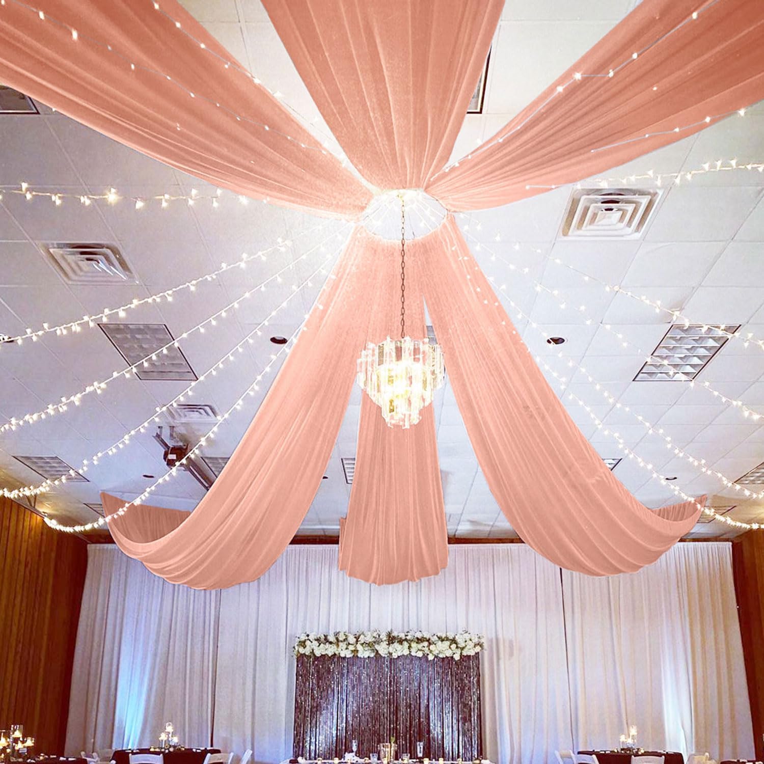 FUHSY Ceiling Decorations for Wedding Navy Blue Chiffon Wedding Arch Draping Fabric 6 Panels 5FTx10FT Ceiling Drapes Party Decorations Sheer Arch Curtains for Ceremony Swag Archway for Reception Decor - Image 14