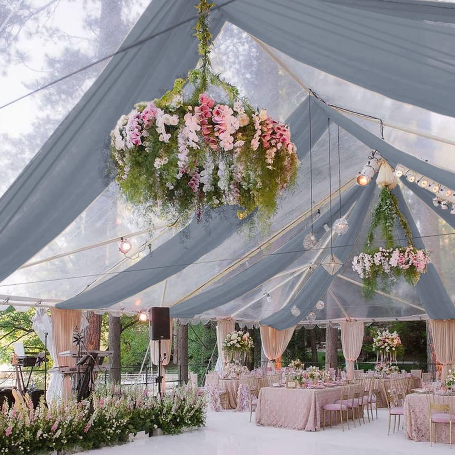 FUHSY Ceiling Decorations for Wedding Navy Blue Chiffon Wedding Arch Draping Fabric 6 Panels 5FTx10FT Ceiling Drapes Party Decorations Sheer Arch Curtains for Ceremony Swag Archway for Reception Decor - Image 15