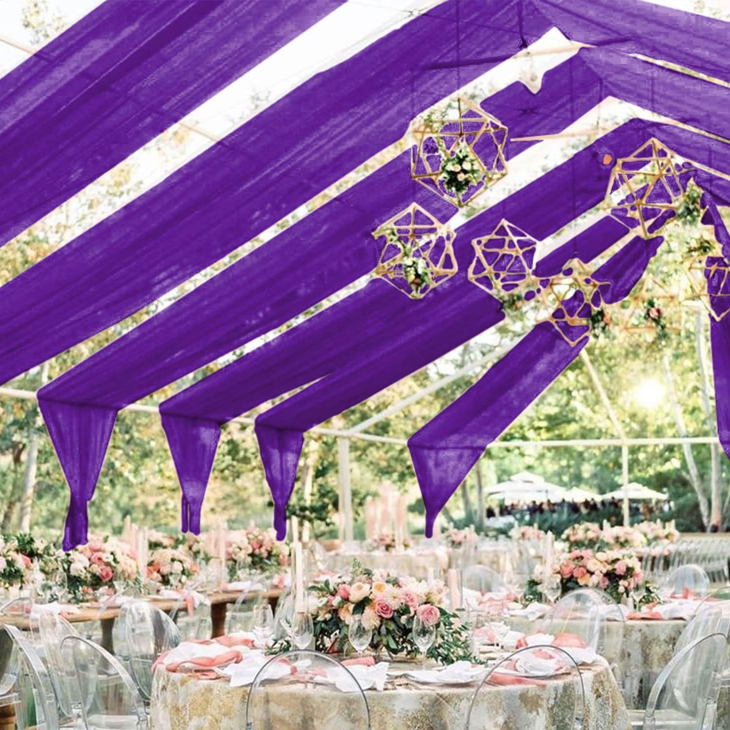 FUHSY Ceiling Decorations for Wedding Navy Blue Chiffon Wedding Arch Draping Fabric 6 Panels 5FTx10FT Ceiling Drapes Party Decorations Sheer Arch Curtains for Ceremony Swag Archway for Reception Decor - Image 12