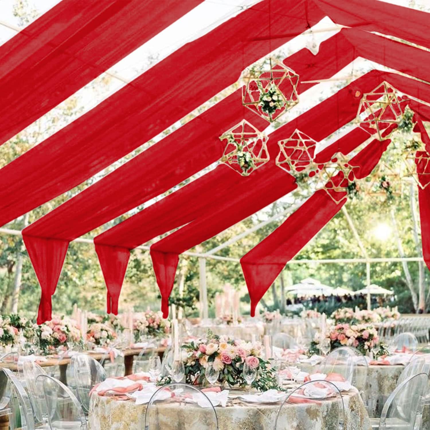 FUHSY Ceiling Decorations for Wedding Navy Blue Chiffon Wedding Arch Draping Fabric 6 Panels 5FTx10FT Ceiling Drapes Party Decorations Sheer Arch Curtains for Ceremony Swag Archway for Reception Decor - Image 13