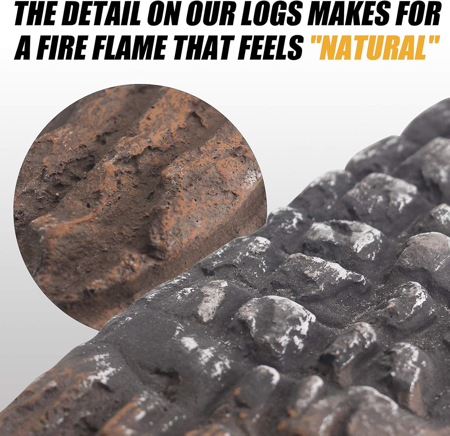 Gas Fireplace Logs,10pcs Large Faux Firepit Logs, Decorative Ceramic Wood Log Set for Indoor Outdoor Gas Insets, Vented,Ventless, Electric,Ethanol,Gel Fireplaces - Image 4