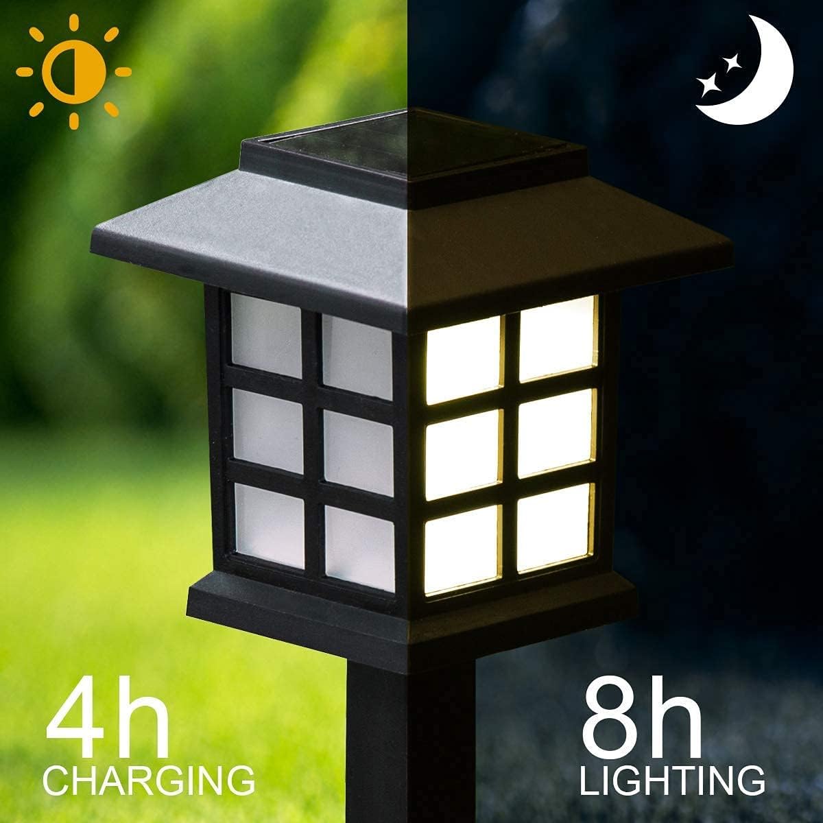 GIGALUMI Solar Outdoor Lights，8 Pack LED Solar Lights Outdoor Waterproof, Solar Walkway Lights Maintain 10 Hours of Lighting for Your Garden, Landscape, Path, Yard, Patio, Driveway - Image 4