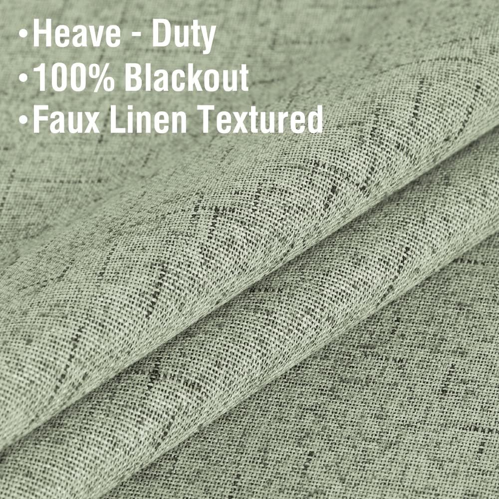 H.VERSAILTEX Primitive Linen Curtains 100% Blackout Curtain Drapes Burlap Fabric Curtains with White Thermal Insulated Liner, Grommet Top Curtains Living Room\/Bedroom (2 Panels, 42 x 84 Inch, Sage) - Image 5