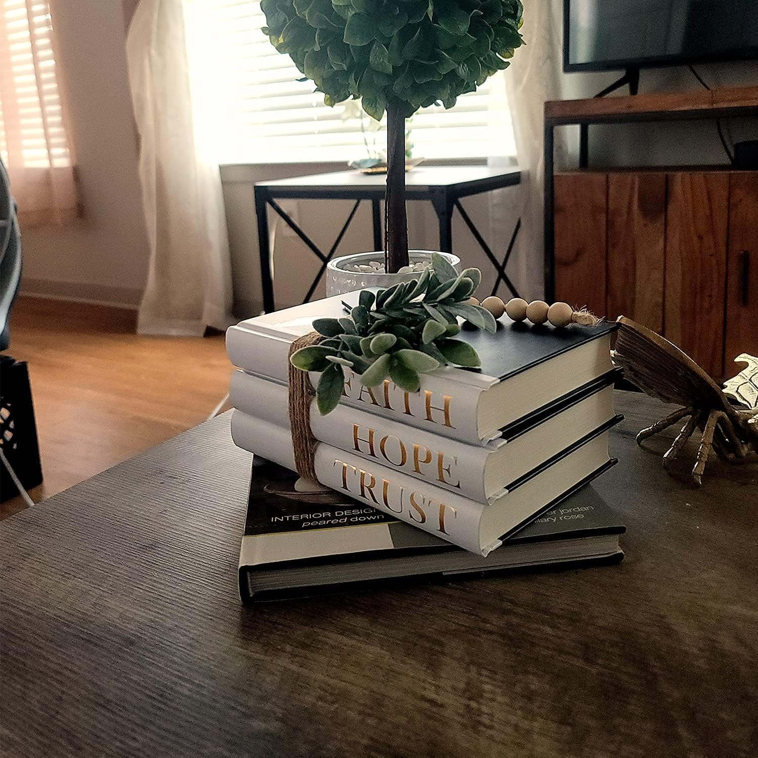Hardcover Decorative Book,Modern Hardcover Decorative Books,Faith|Hope|Trust(Set of 3) Stacked Books for Decorating Coffee Tables and Bookshelf - Image 5