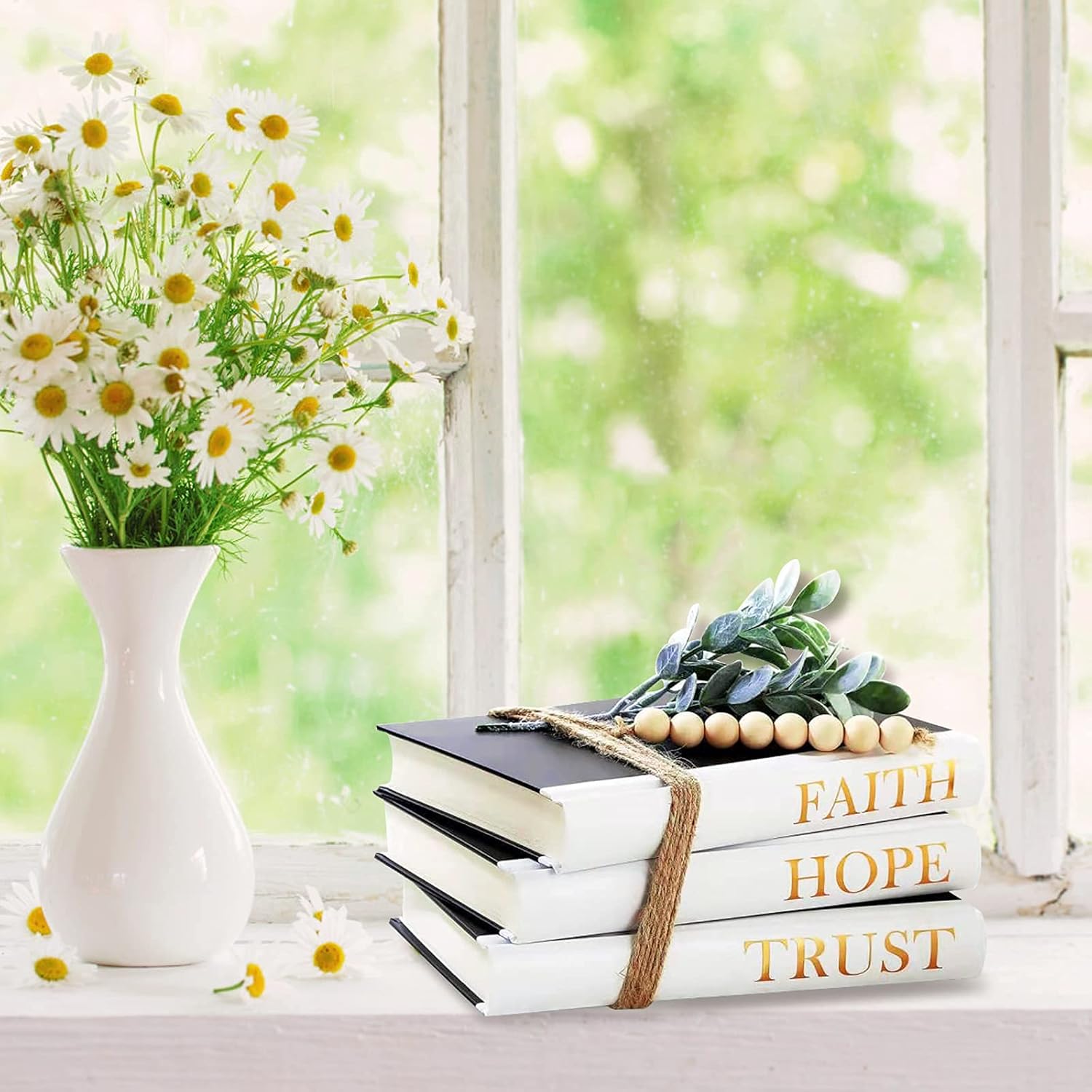 Hardcover Decorative Book,Modern Hardcover Decorative Books,Faith|Hope|Trust(Set of 3) Stacked Books for Decorating Coffee Tables and Bookshelf - Image 6