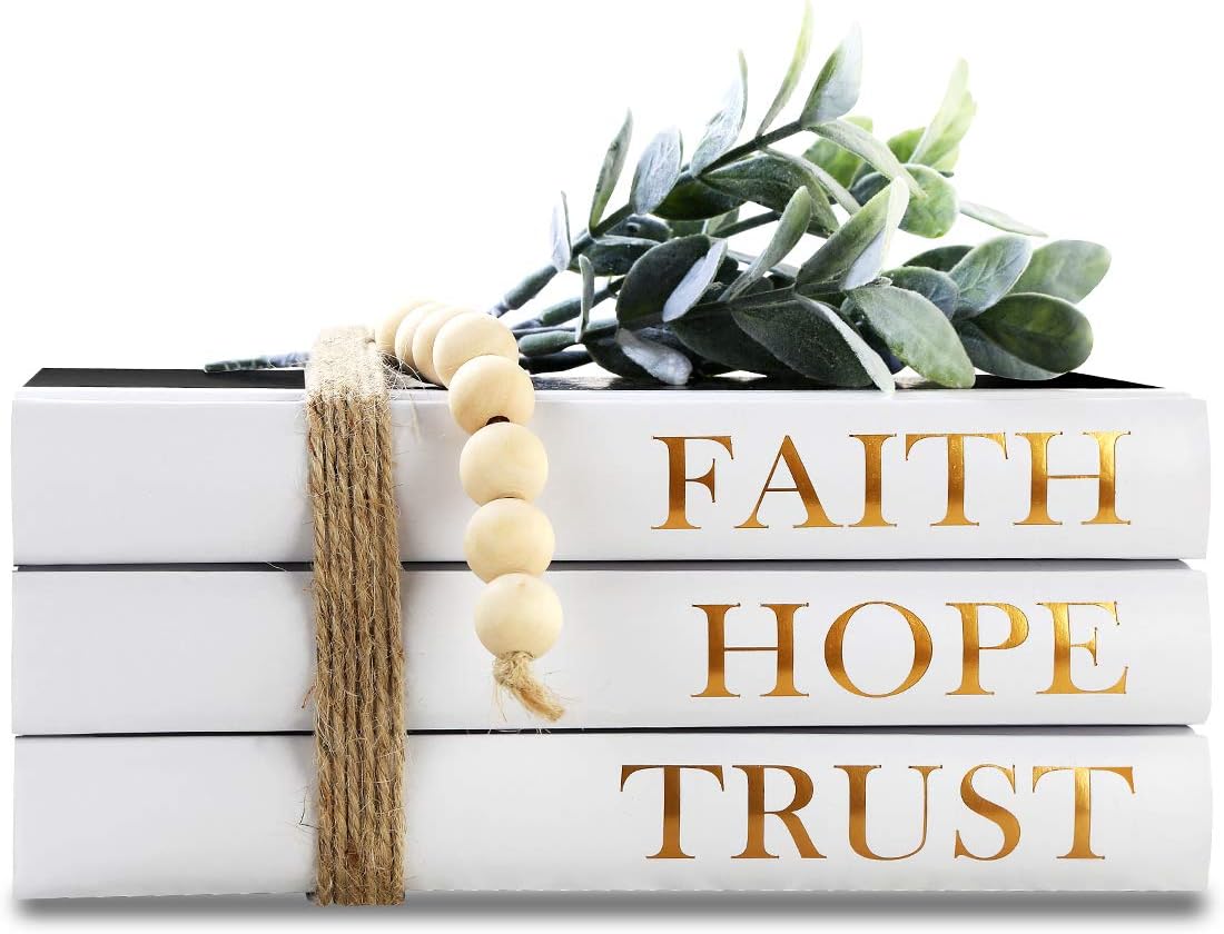 Hardcover Decorative Book,Modern Hardcover Decorative Books,Faith|Hope|Trust(Set of 3) Stacked Books for Decorating Coffee Tables and Bookshelf - Image 2