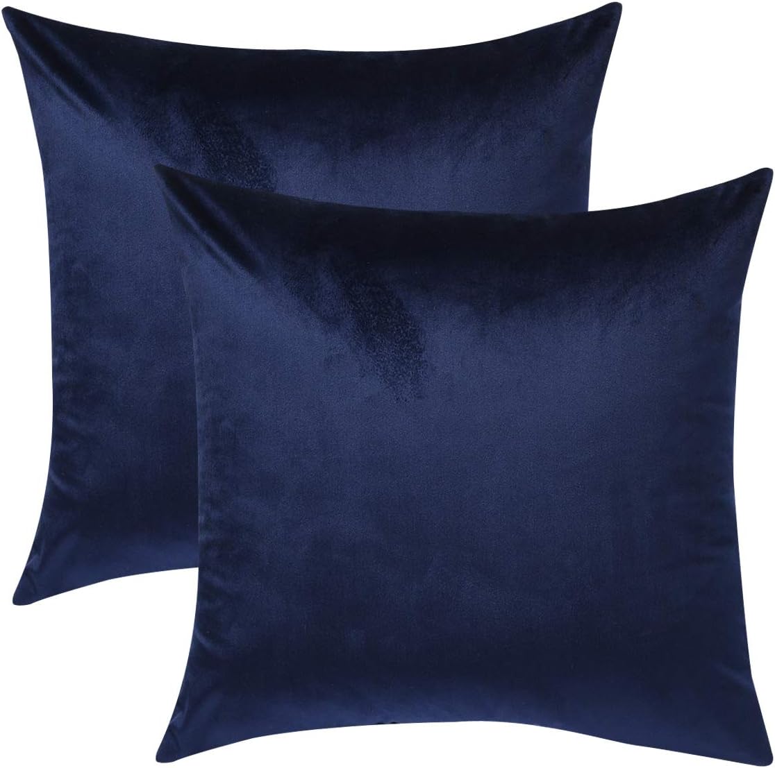 HHYYKV Velvet Soft Decorative Square Throw Pillow Cover Case Set Light Soft Cushion Covers Pillowcase Pack of 2 Décor Pillows for Sofa Bedroom Car 18" x 18" (Navy_a, 18"x18") - Image 2