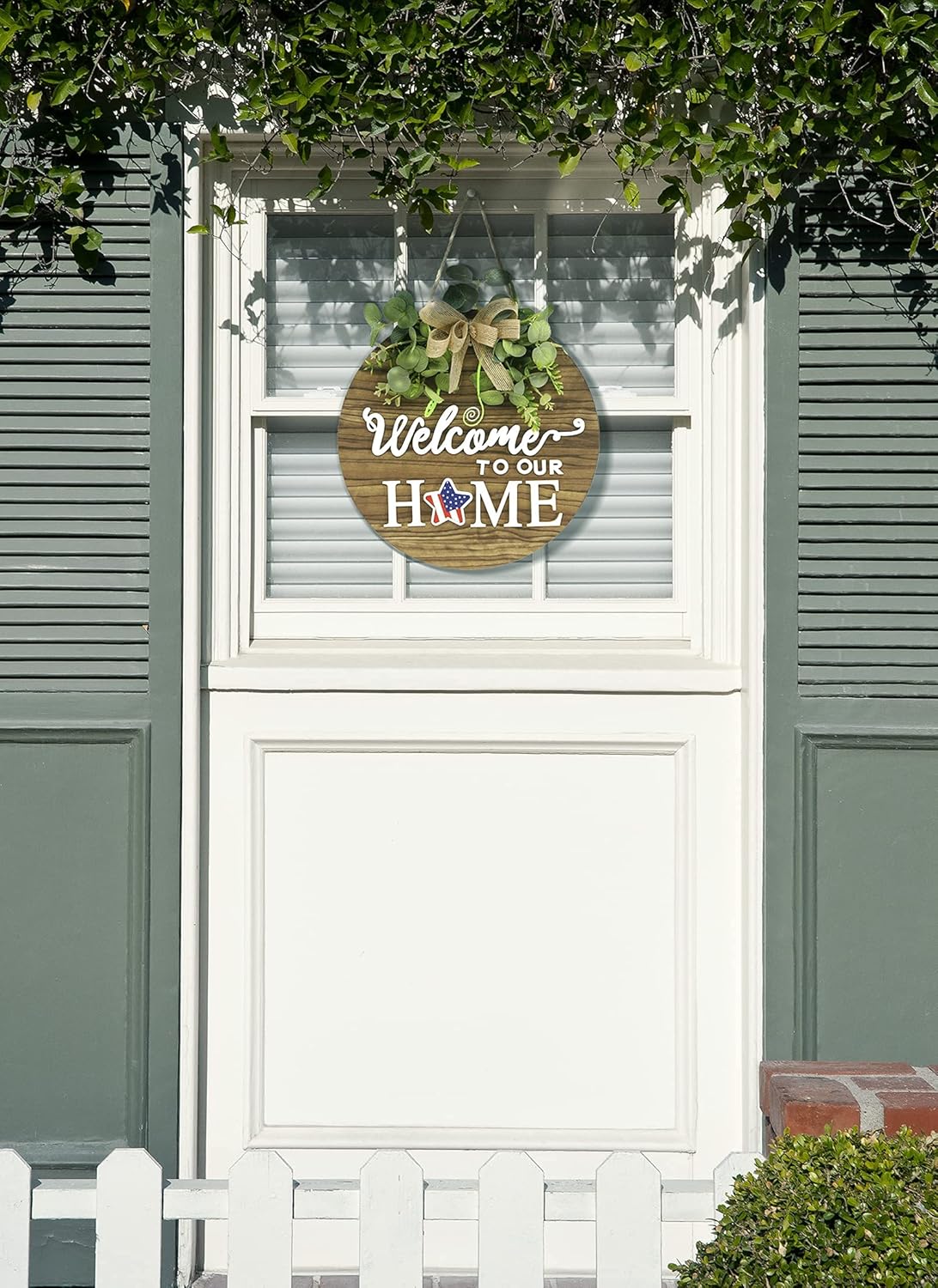Interchangeable Seasonal Welcome Sign Front Door Decoration, Rustic Round Wood Wreaths Wall Hanging Outdoor, Farmhouse, Porch, for Spring Summer Fall All Seasons Holiday Halloween Christmas. - Image 6