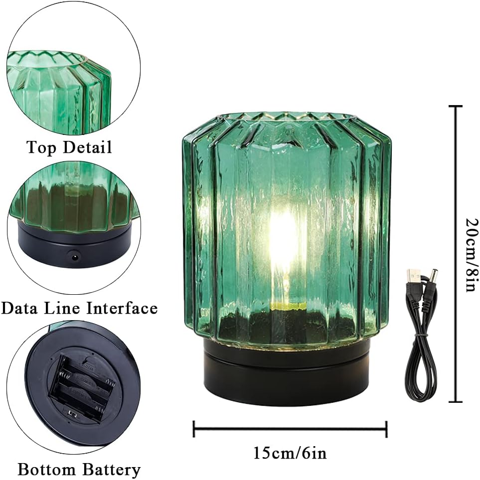 JHY DESIGN Battery Operated Table Lamp 8" H Cordless Lamp Battery Lamps LED Lantern Battery Powered with 6H Timer for Home Decor Events Parties Indoors Outdoors (1.45M USB Power Connection Included) - Image 2