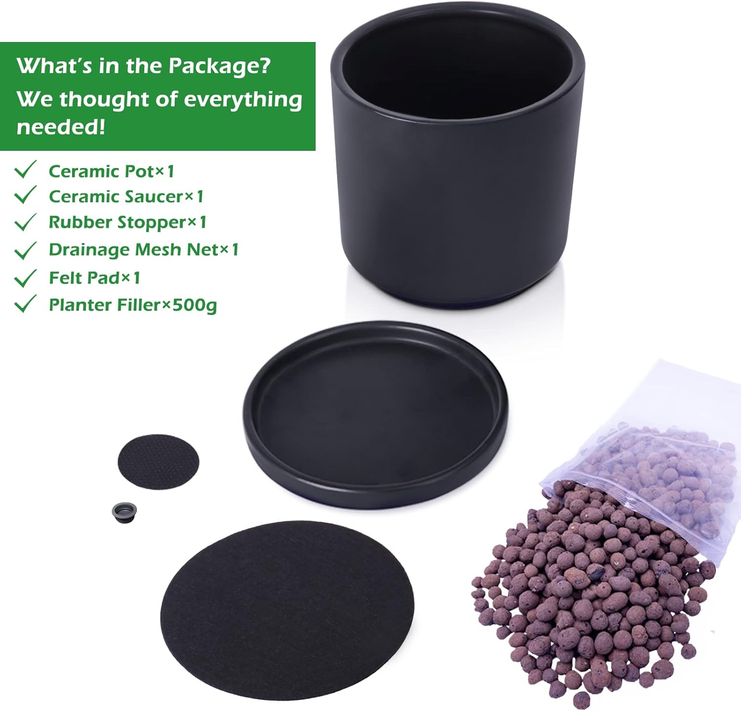Kazeila Plant Pots Ceramic Planter for Indoor Outdoor Plants Flowers 10 Inch Matte Black Large Cylinder Flower Pot with Saucer and Drainage Hole,Glazed Finish Interior and Exterior - Image 4