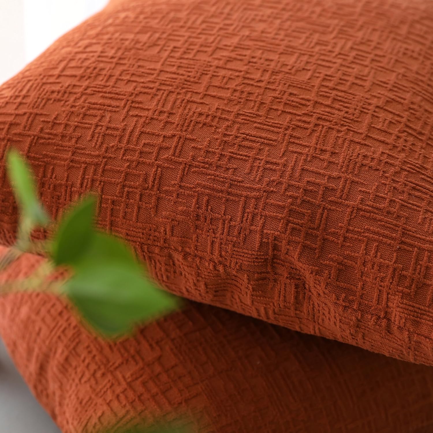 Kevin Textile Fall Decor Solid Decorative Toss Euro Pillow Cover Case Striped Corduroy Cushion Cover for Sofa, Burnt Brick, 18x18-inch (45cm), 2 Pieces - Image 3
