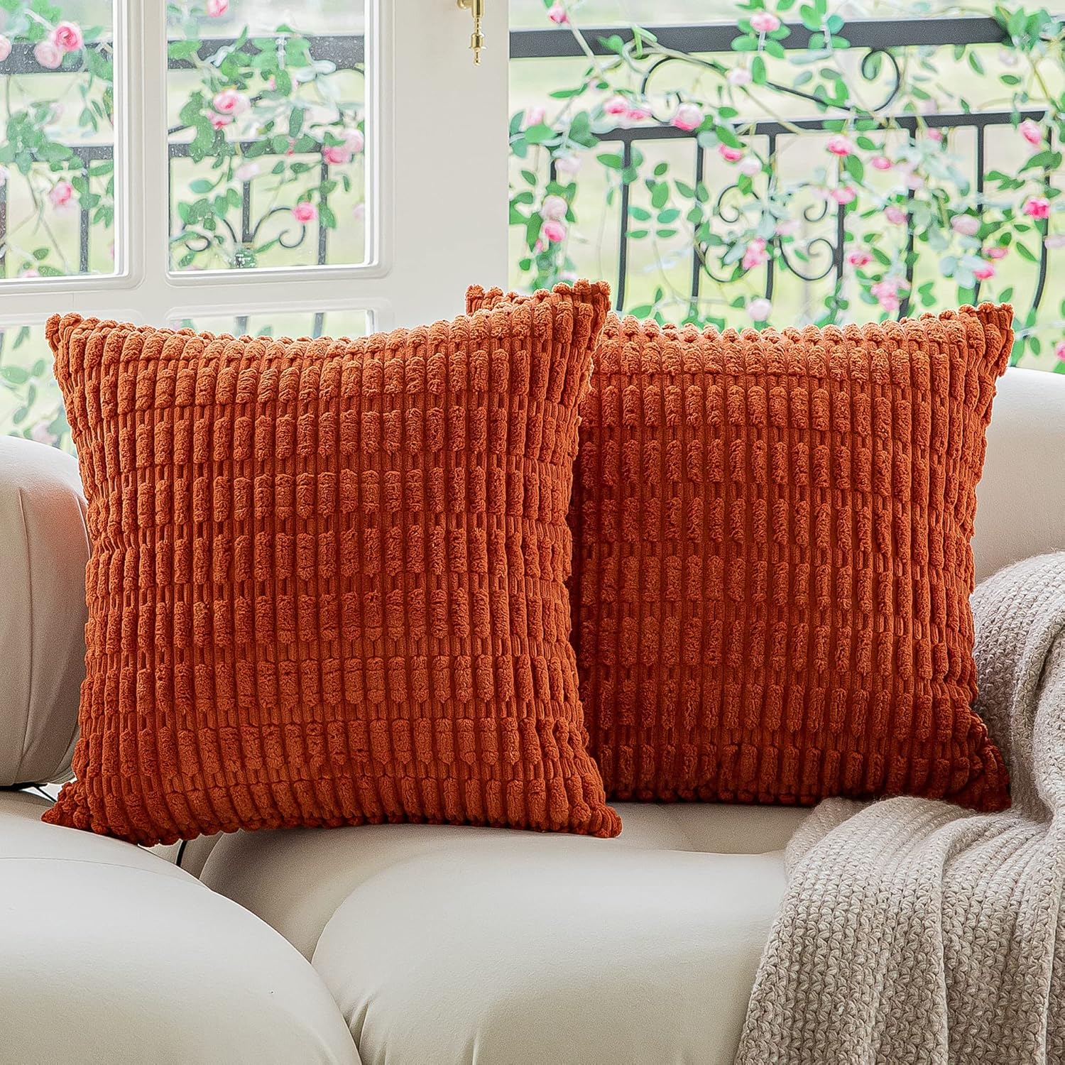 Kevin Textile Pack of 2 Lumbar Decorative Throw Pillow Covers 12x20 Inch for Living Room Couch Bedroom, Soft Corduroy Rectangle Solid Cushion Case 30x50 cm, Farmhouse Boho Home Decor Cream White - Image 30