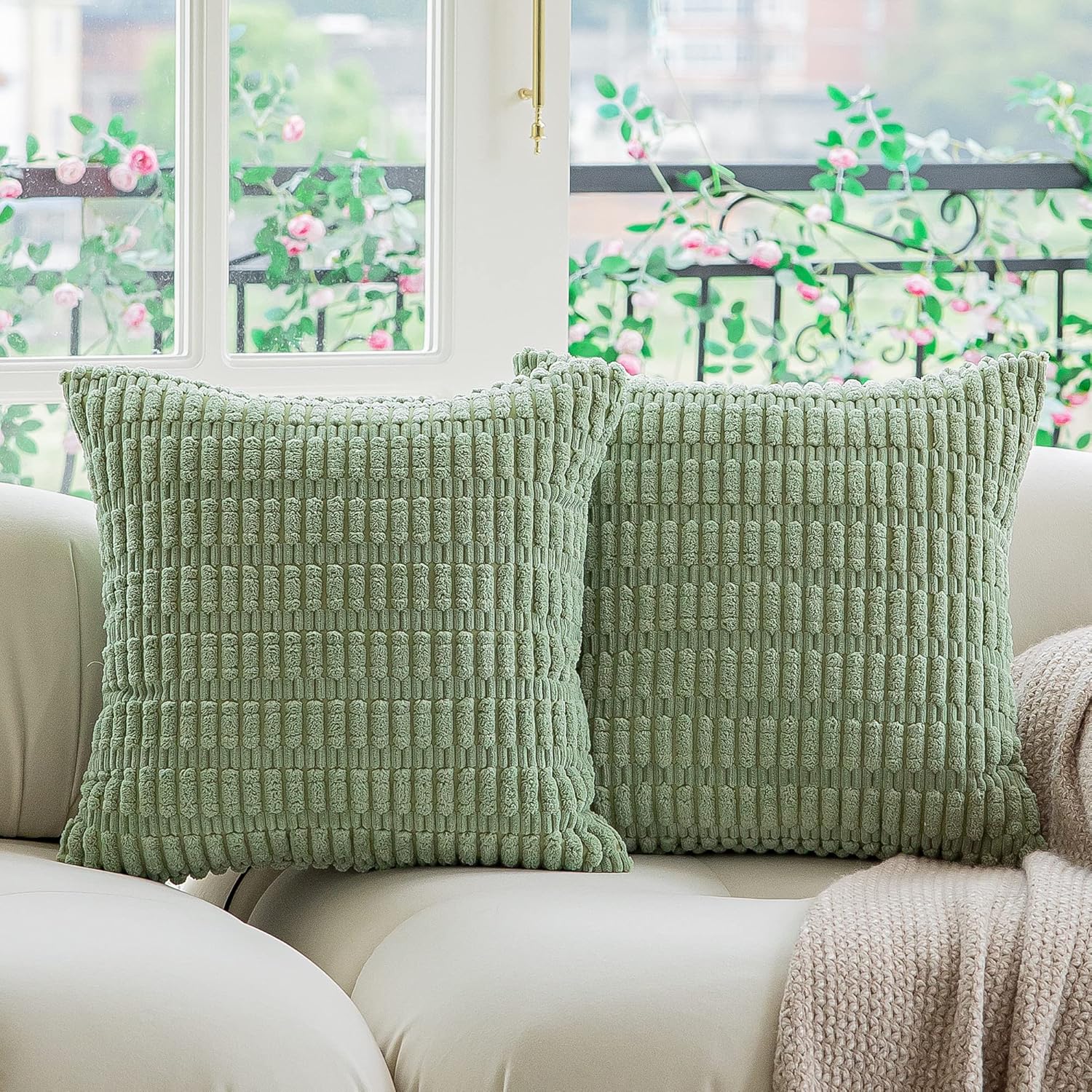 Kevin Textile Pack of 2 Lumbar Decorative Throw Pillow Covers 12x20 Inch for Living Room Couch Bedroom, Soft Corduroy Rectangle Solid Cushion Case 30x50 cm, Farmhouse Boho Home Decor Cream White - Image 19