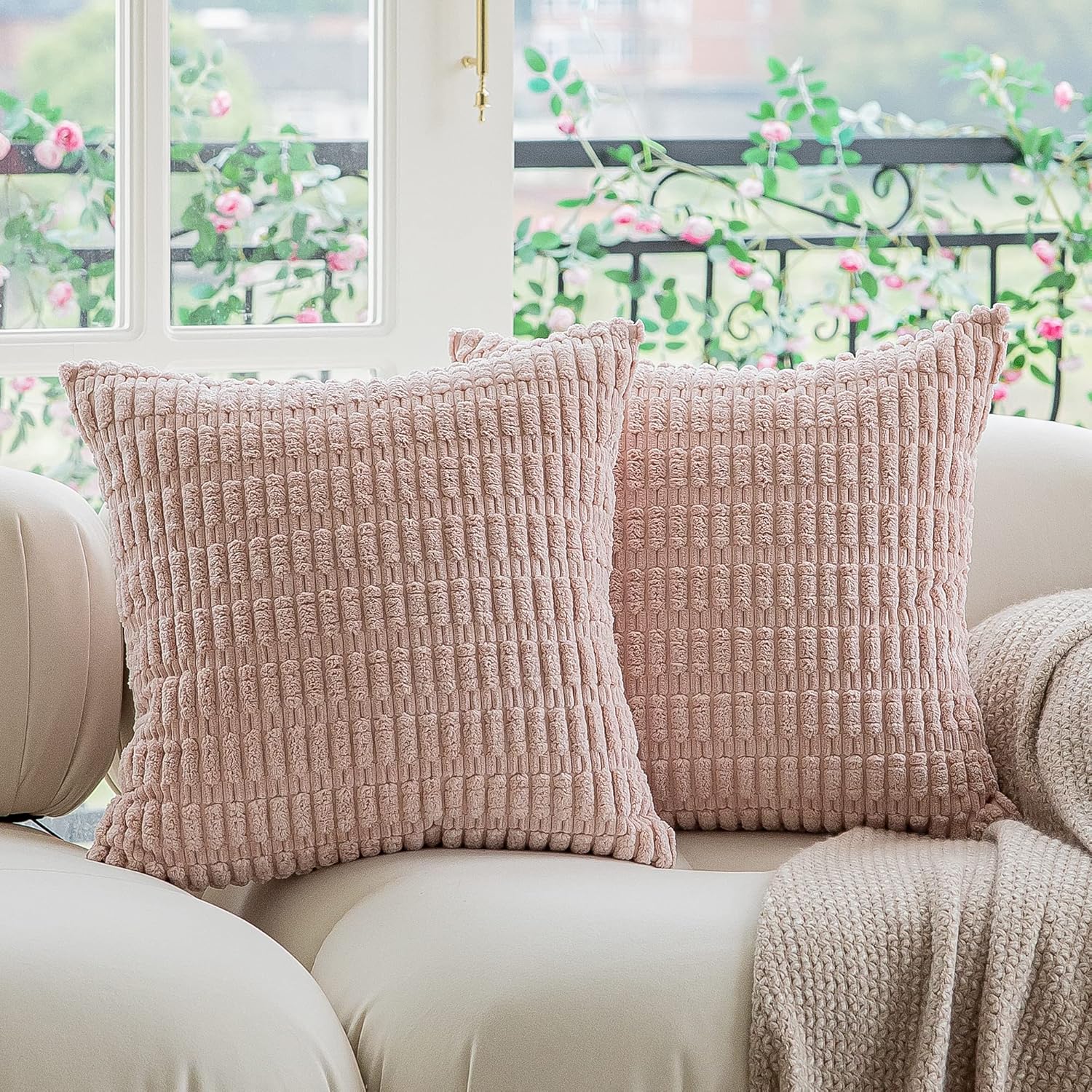 Kevin Textile Pack of 2 Lumbar Decorative Throw Pillow Covers 12x20 Inch for Living Room Couch Bedroom, Soft Corduroy Rectangle Solid Cushion Case 30x50 cm, Farmhouse Boho Home Decor Cream White - Image 13