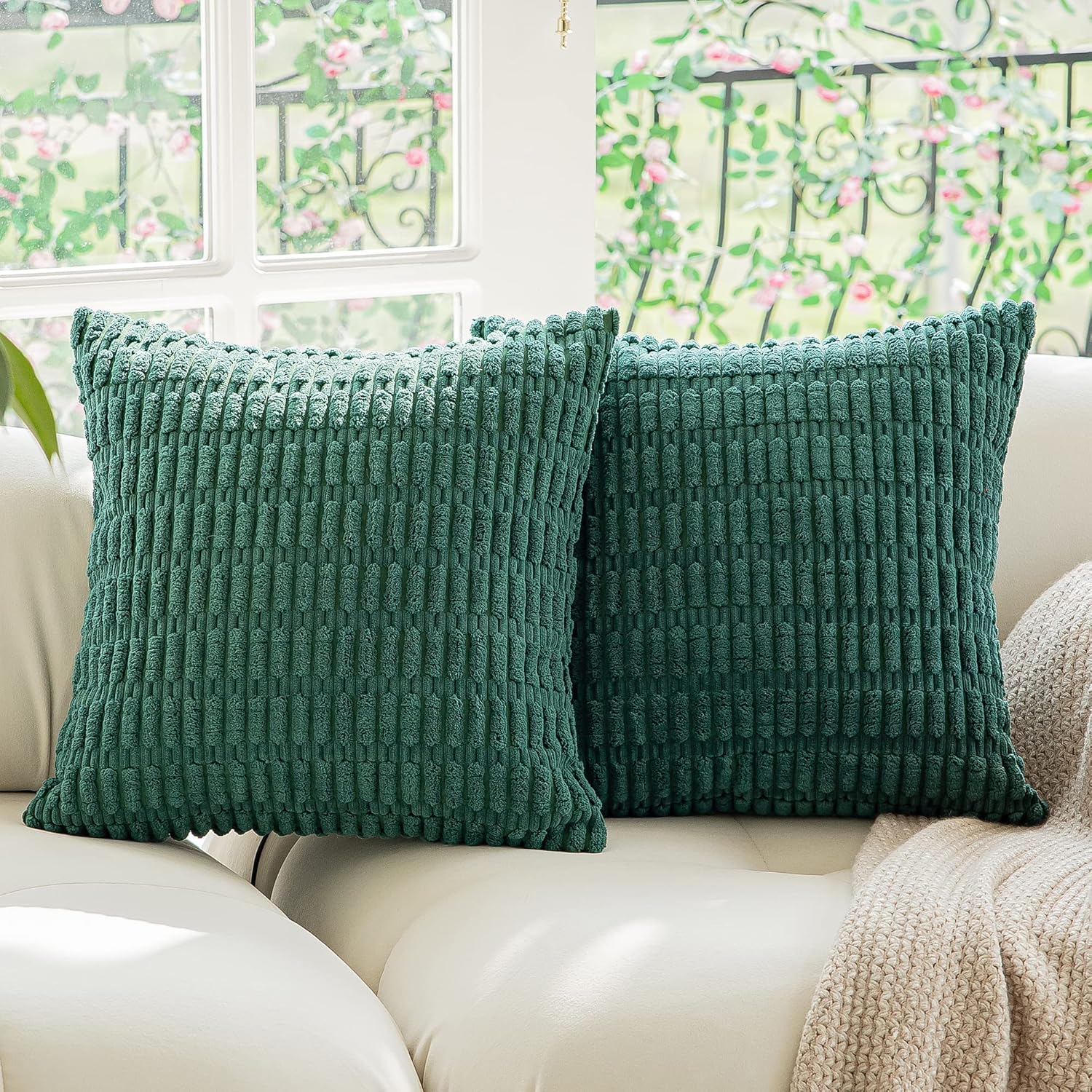 Kevin Textile Pack of 2 Lumbar Decorative Throw Pillow Covers 12x20 Inch for Living Room Couch Bedroom, Soft Corduroy Rectangle Solid Cushion Case 30x50 cm, Farmhouse Boho Home Decor Cream White - Image 14