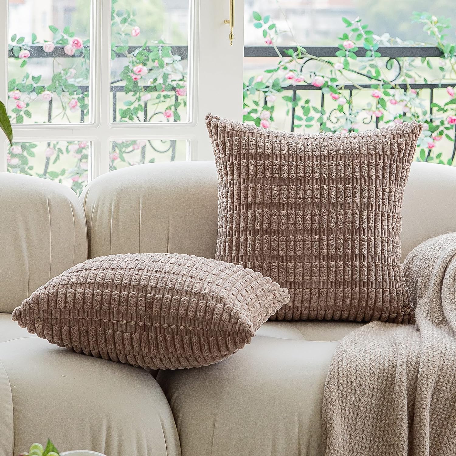 Kevin Textile Pack of 2 Lumbar Decorative Throw Pillow Covers 12x20 Inch for Living Room Couch Bedroom, Soft Corduroy Rectangle Solid Cushion Case 30x50 cm, Farmhouse Boho Home Decor Cream White - Image 22
