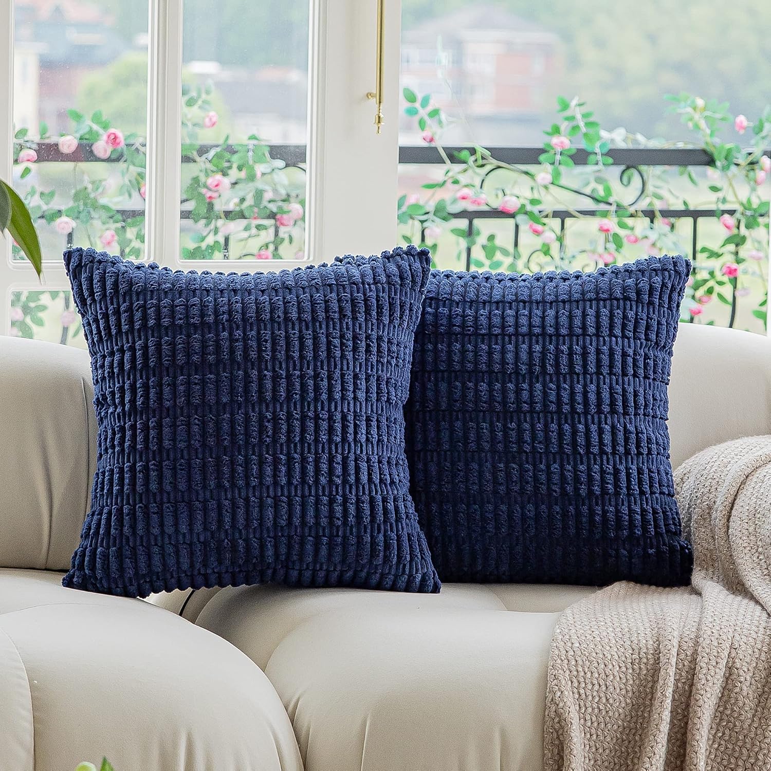 Kevin Textile Pack of 2 Lumbar Decorative Throw Pillow Covers 12x20 Inch for Living Room Couch Bedroom, Soft Corduroy Rectangle Solid Cushion Case 30x50 cm, Farmhouse Boho Home Decor Cream White - Image 10