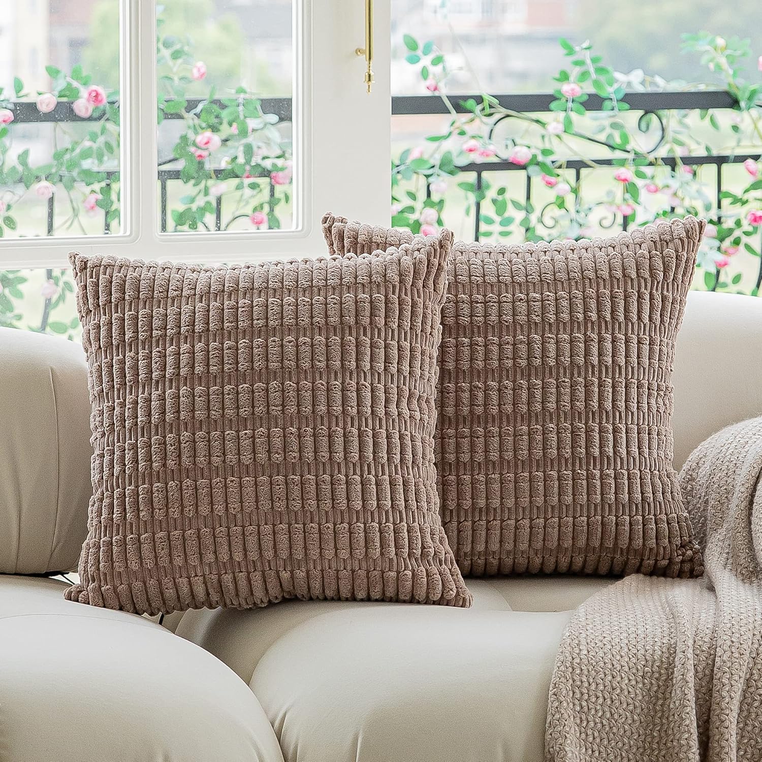 Kevin Textile Pack of 2 Lumbar Decorative Throw Pillow Covers 12x20 Inch for Living Room Couch Bedroom, Soft Corduroy Rectangle Solid Cushion Case 30x50 cm, Farmhouse Boho Home Decor Cream White - Image 8