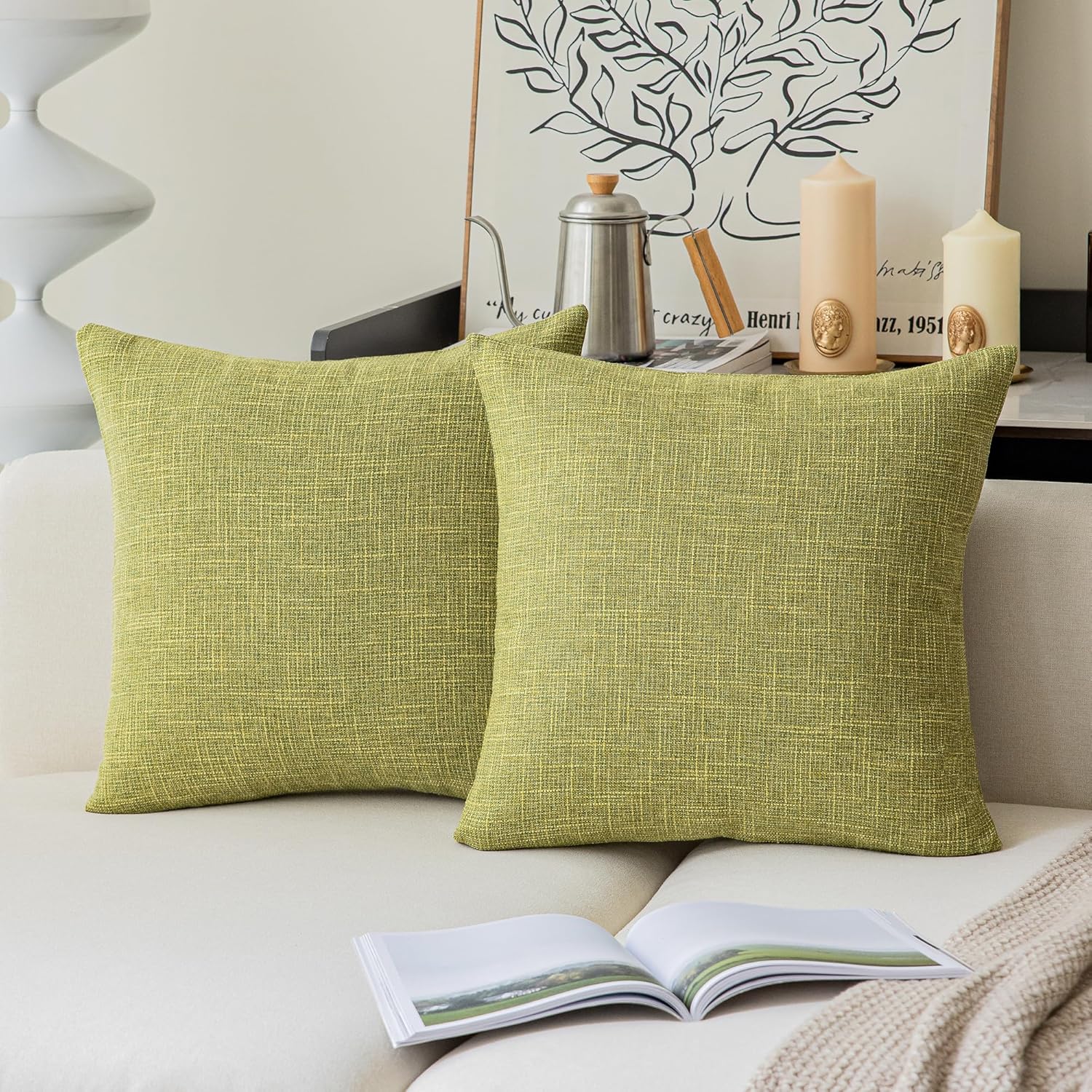 Kevin Textile Square Throw Pillow Cover, Linen Soft Cushion Covers, 24" x 24" Farmhouse Pillowcase, Home Decor Decorations for Sofa Couch, Set of 2, Dark Grey - Image 15