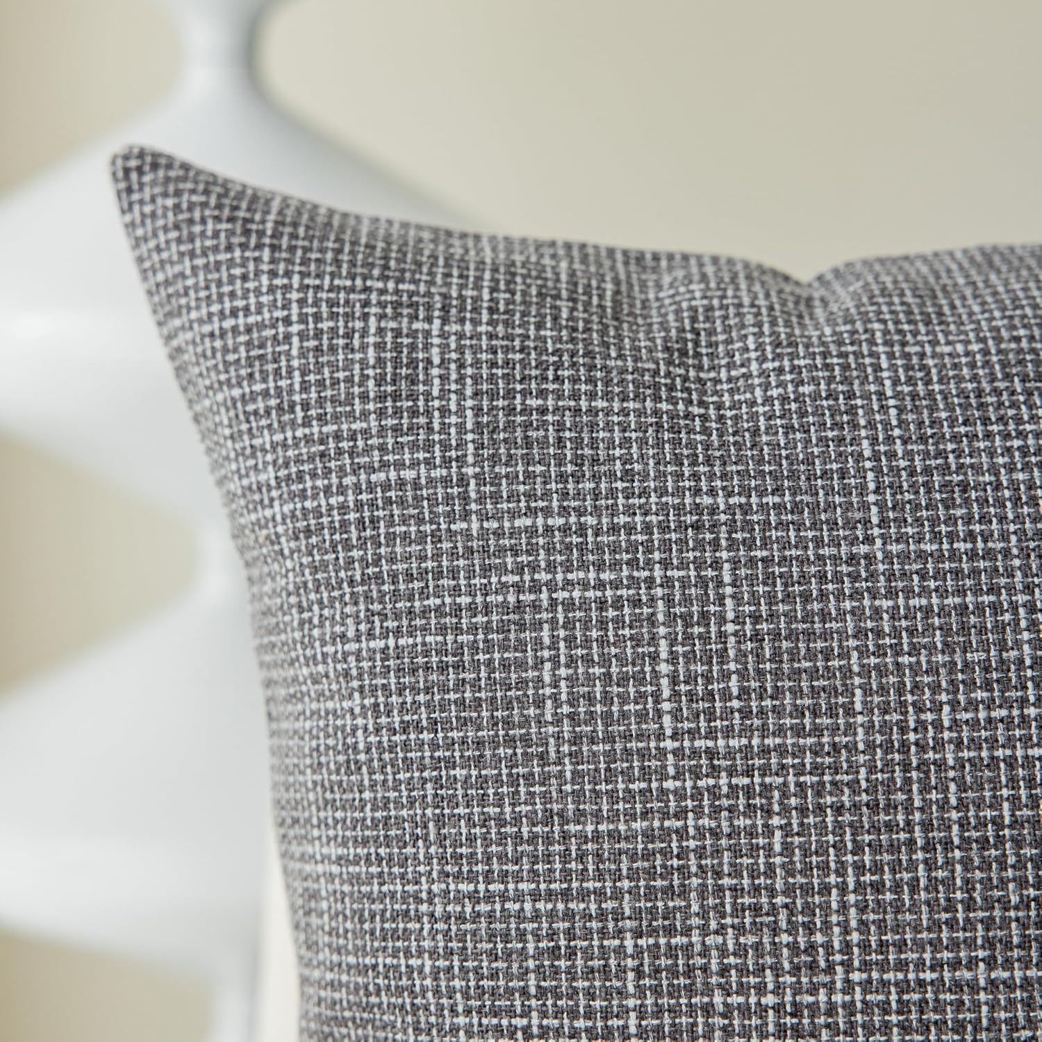 Kevin Textile Square Throw Pillow Cover, Linen Soft Cushion Covers, 24" x 24" Farmhouse Pillowcase, Home Decor Decorations for Sofa Couch, Set of 2, Dark Grey - Image 3
